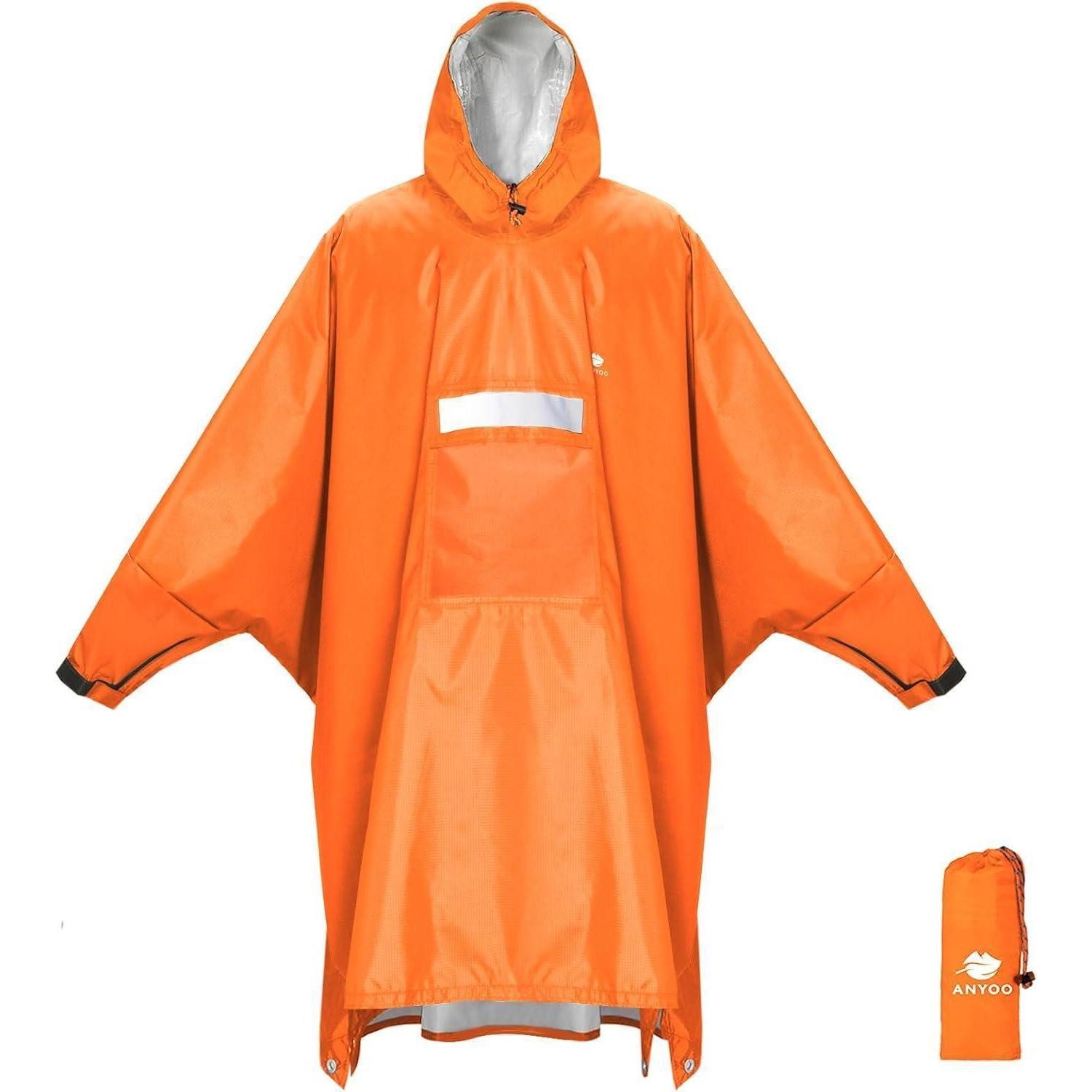 LuxusKollektion Campingstuhl Regenponcho Ärmeln Kapuze Plane Camping Wandern Angeln C-Orange