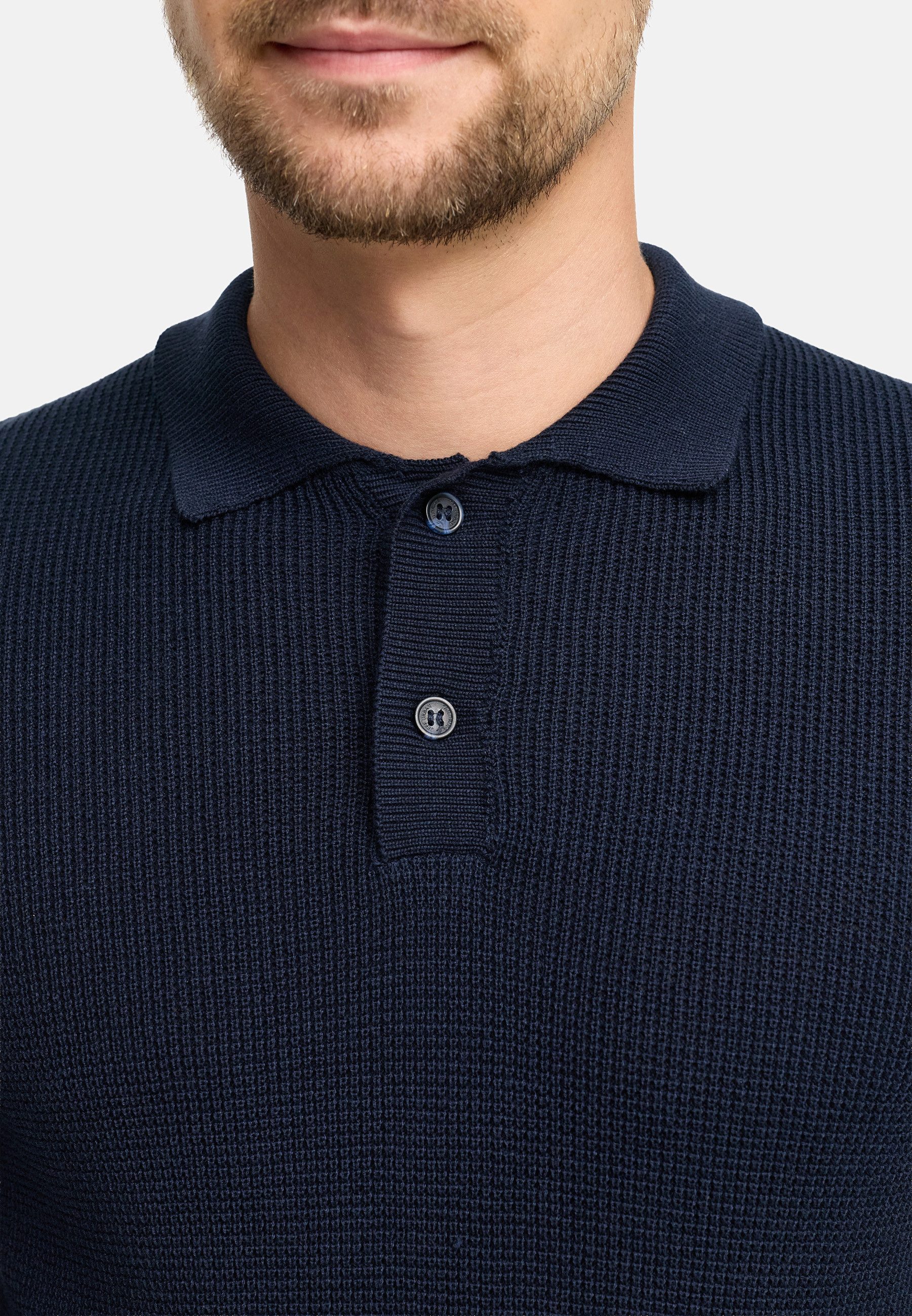 Jeff Strickpullover Herren JFTristan polo Pullover Herrenpullover mit Polokragen und Knopfleiste