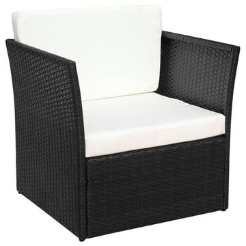 vidaXL Gartenstuhl Gartensessel mit Fußhocker Poly Rattan Schwarz (1 St)