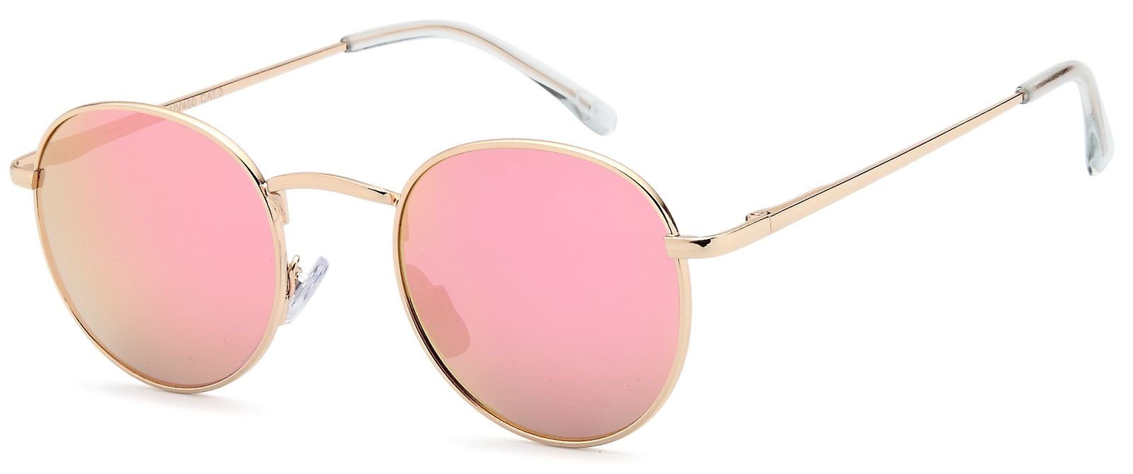 styleBREAKER Sonnenbrille (1-St) Verspiegelt Gestell Gold / Glas Pink verspiegelt