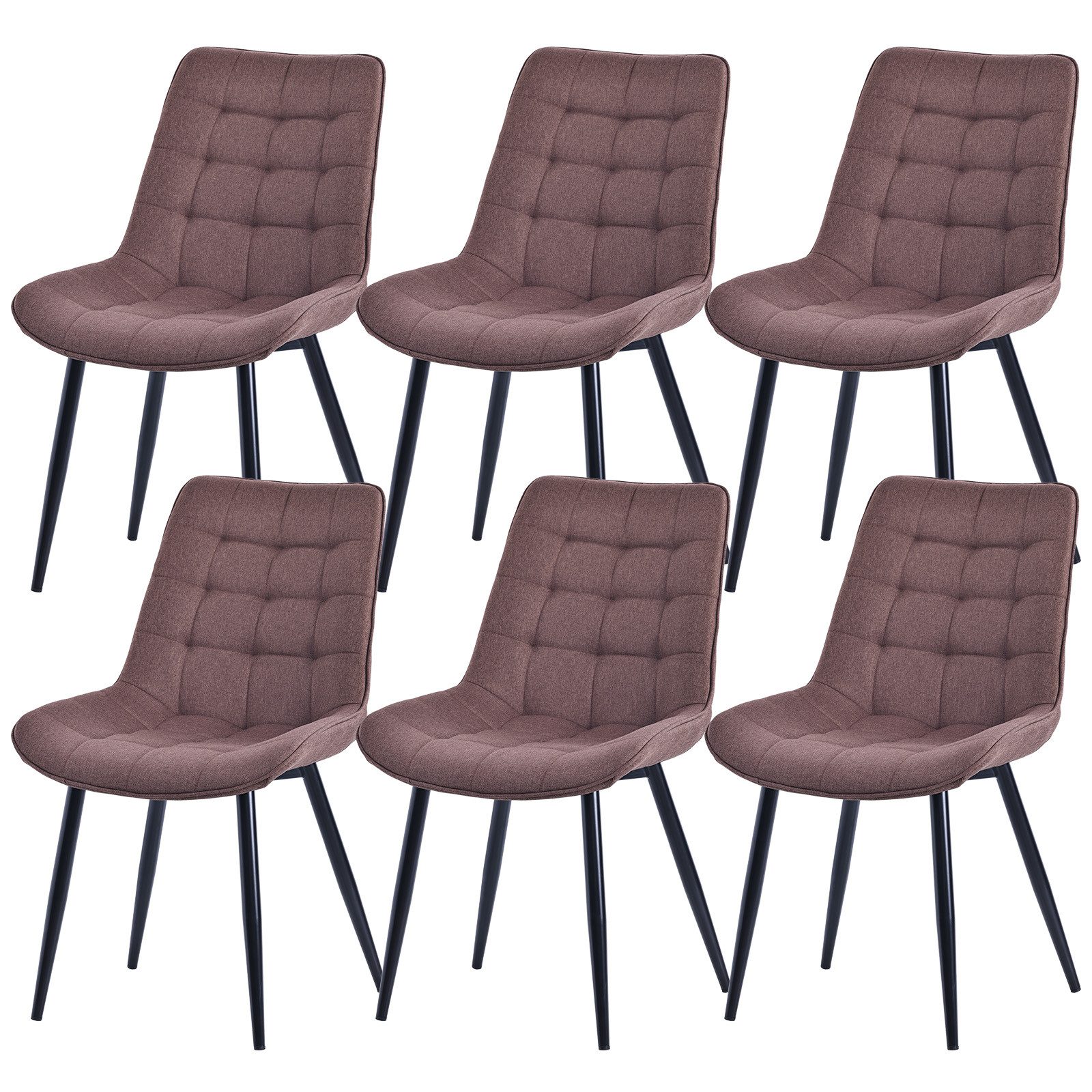 HOMAVO Esszimmerstuhl Stuhlset – Polsterstühle, Samt oder Webstoff, Metall-Füße (Nach EN 12520 geprüft, 6 St), mit Ergonomischer Rückenlehne und Metallbeinen