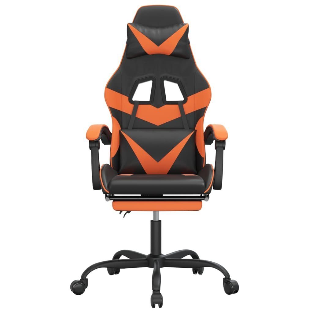 Orange (1 Orange mit Kunstleder St) Schwarz Schwarz Fußstütze und | und Orange vidaXL Schwarz Gaming-Stuhl Gaming-Stuhl und