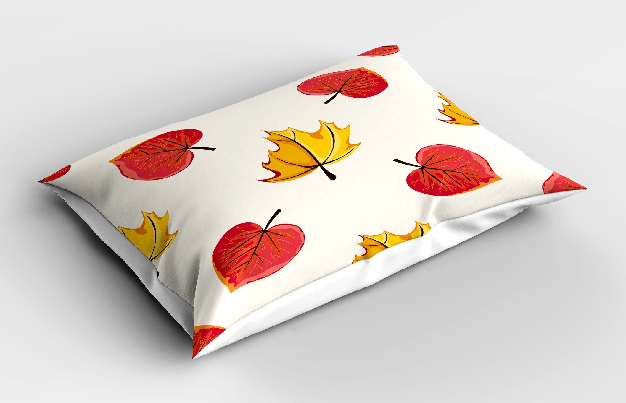 Kissenbezüge Dekorativer Standard Size Gedruckter Kopfkissenbezug, Abakuhaus (1 Stück), Herbstlaub Blätter in Doodle Stil