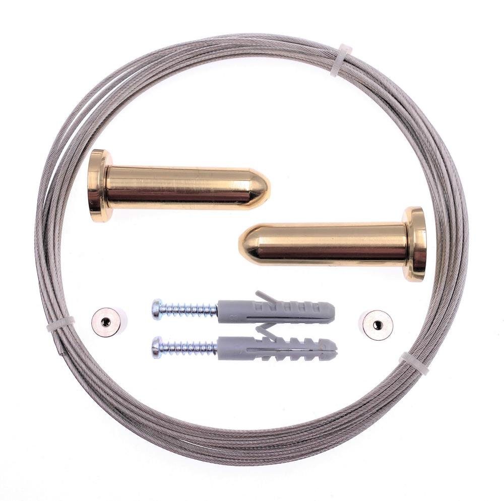 DécoProfi Seilspanngarnitur TORRE, Gardinen und Vorhängen, (Packung, 3-St., 2 Wandhalterung, 1 Seil aus Nirosta, sowie Befestigungsmaterial), zum Aufhängen von leichten, zarten Gardinen und Vorhängen