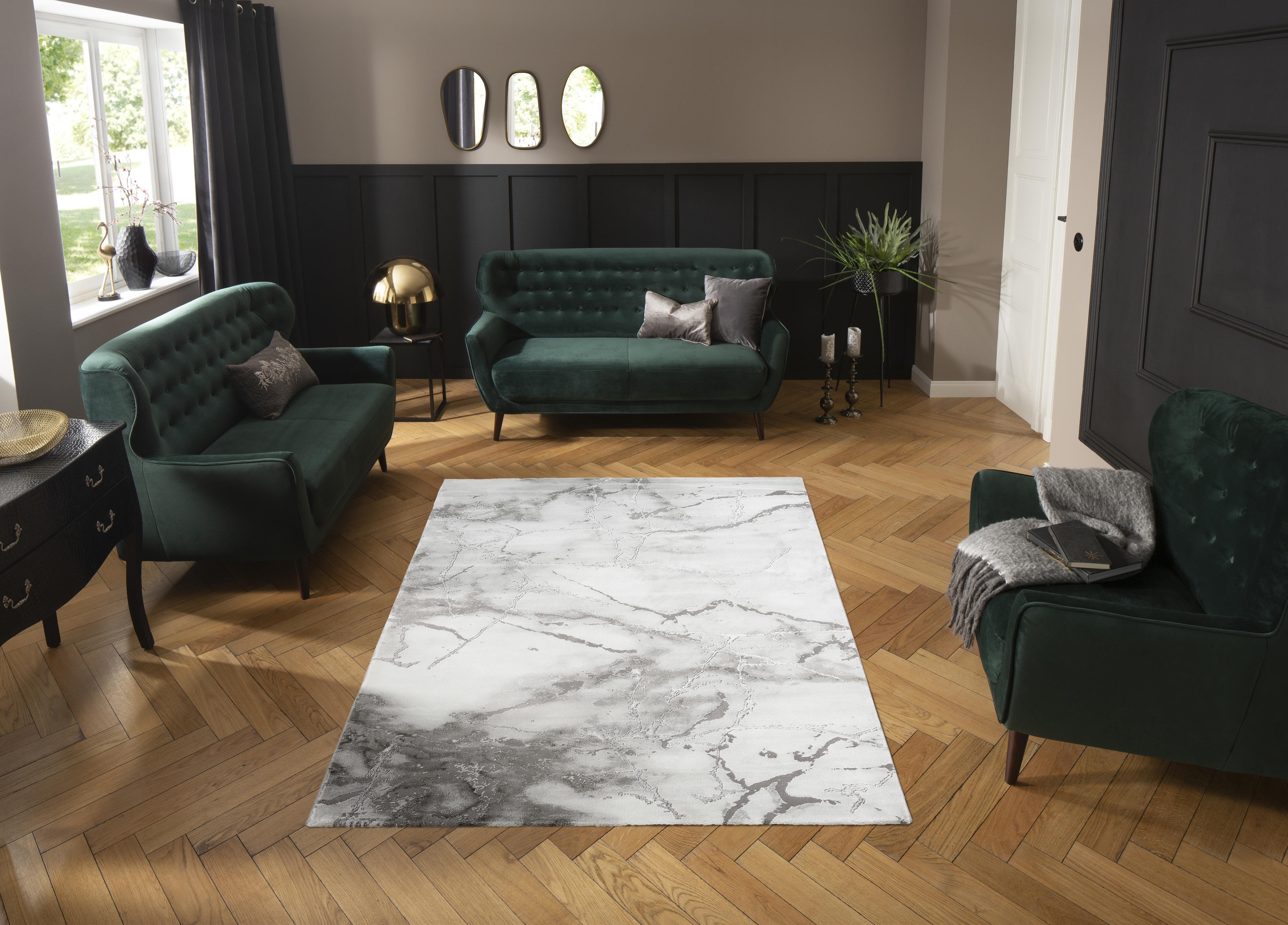 Teppich Juliet, Leonique, rechteckig, Höhe: 12 mm, modernes Marmor-Design, Kurzflor, pflegeleicht, weich grau