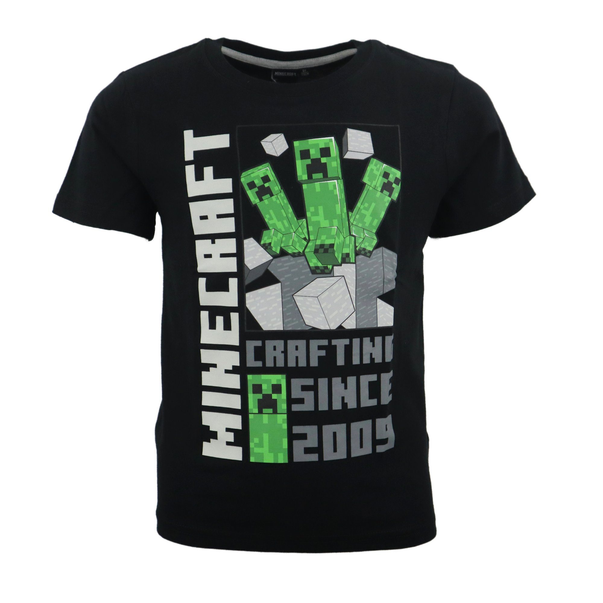 Minecraft Print-Shirt Minecraft Creeper Black Kinder jungen T-Shirt Gr. 116 bis 152, 100% Baumwolle
