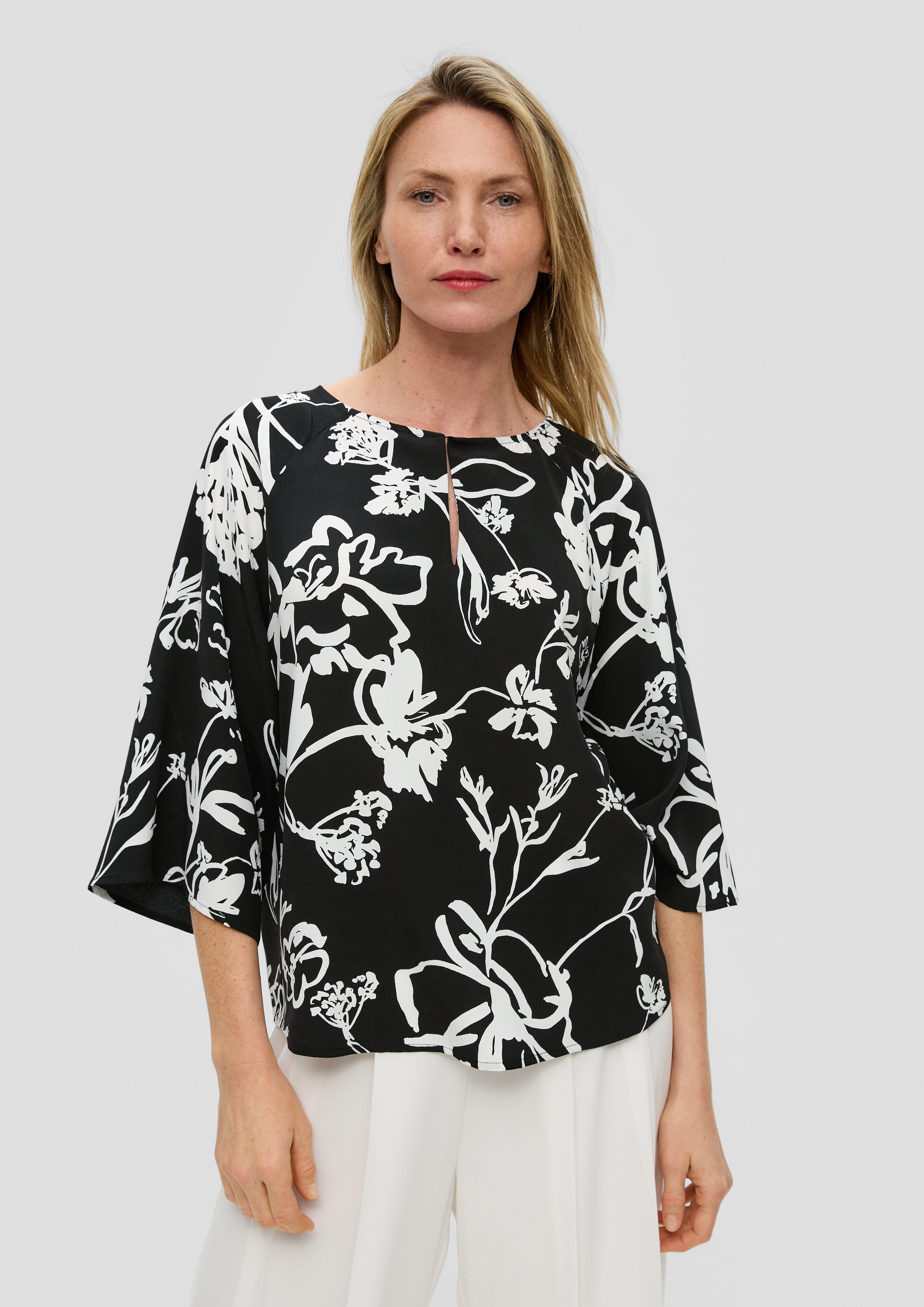 Langarmbluse Viskosebluse im Loose Fit