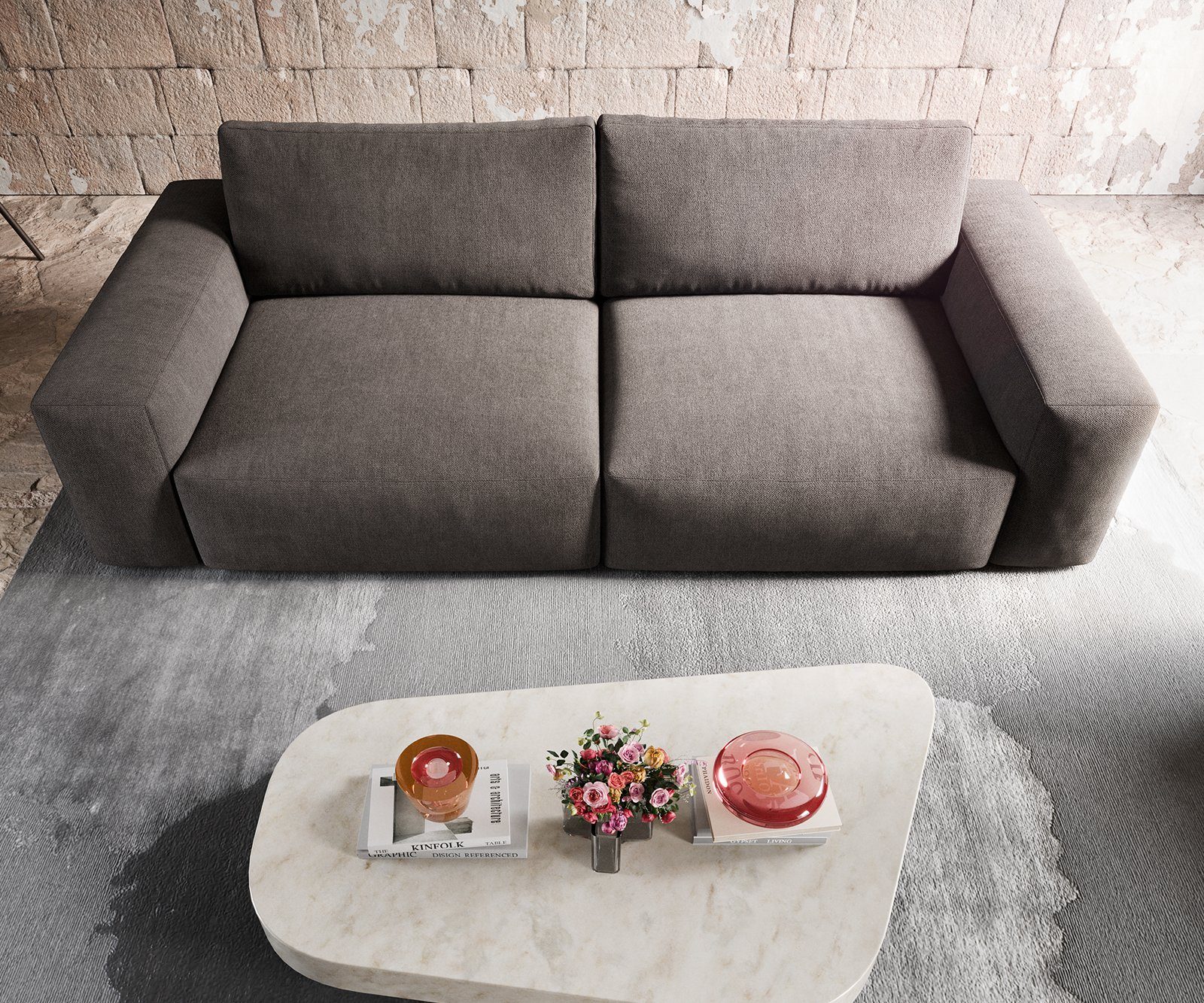 Big-Sofa DELIFE XL Lanzo, Khakibraun 270x130 cm Mikrofaser