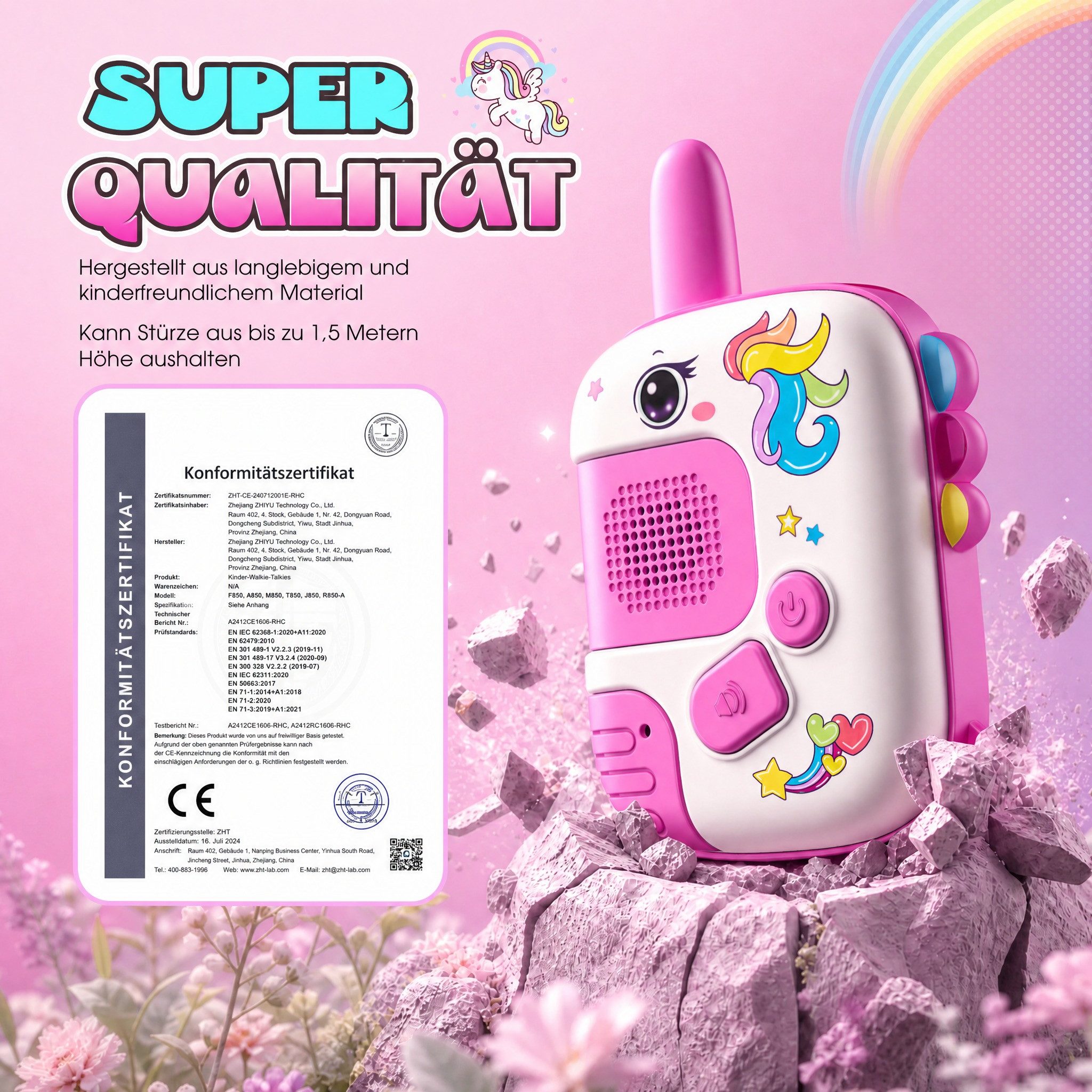 Wootoy Walkie Talkie Funkgeräte Kinder Walkie Talkie Spielzeug klare Sprachübertragung, (mit Reichweite von bis zu ca. 300 m, 2-St., Kompaktes ergonomisches Design mit praktischen Trageschlaufen), Robustes Gehäuse für den täglichen Einsatz im Innen- und Außenbereich