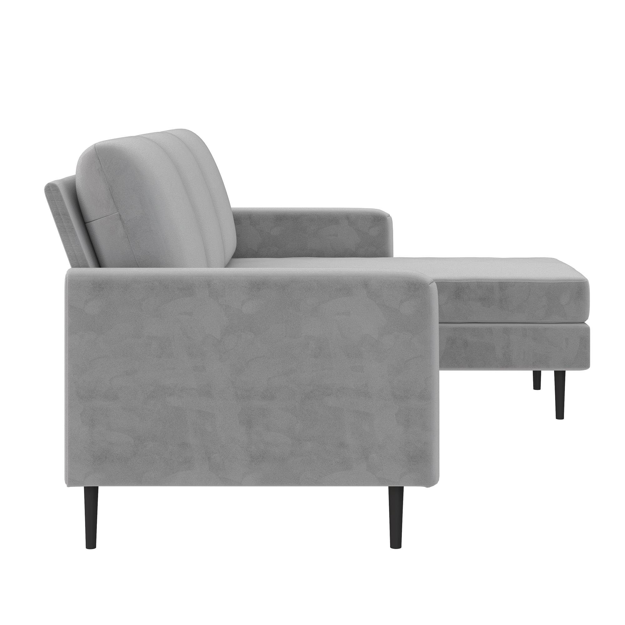 Couch, Samtoptik, Ecksofa Bezug in 206 Sofa, 3-Sitzer loft24 hellgrau Dante, Länge cm