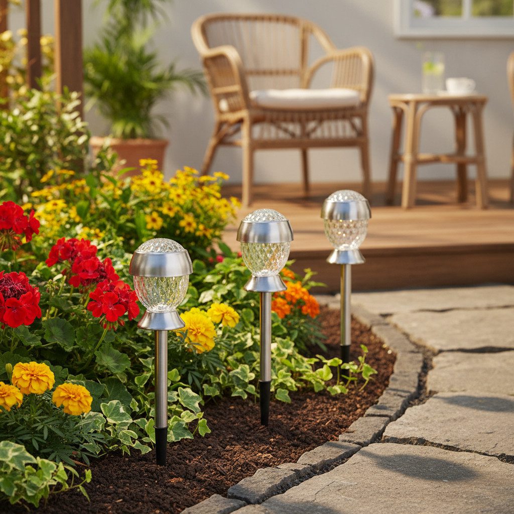 Kaemingk Windlicht Solar Kugelleuchte Außenbeleuchtung Gartenlicht Erdspieß LED, 4 Stück