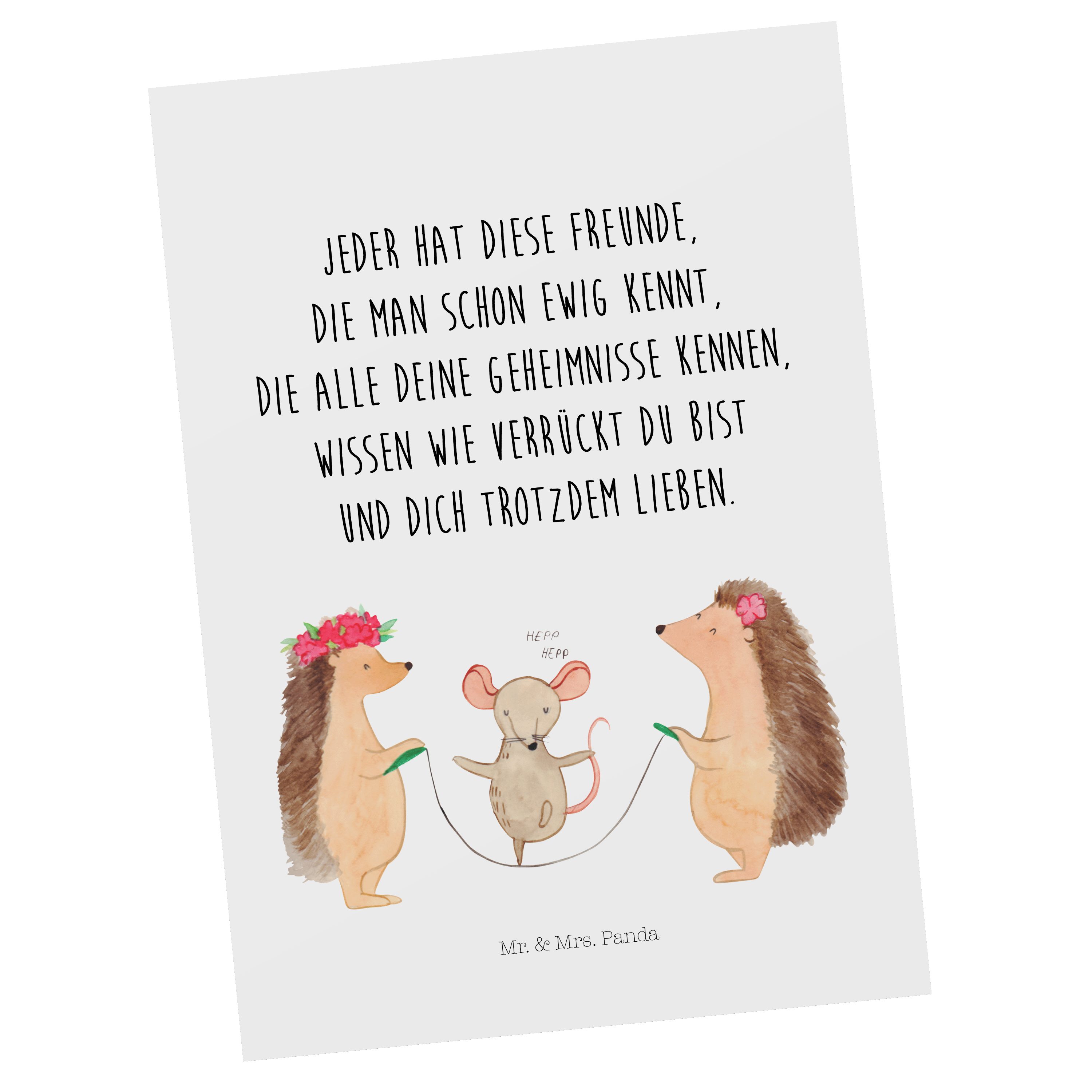 - Geschenk, Maus, Tiermotive, & Panda Grußkarte, Mr. Mrs. Weiß Igel - Postkarte Gute Seilhüpfen