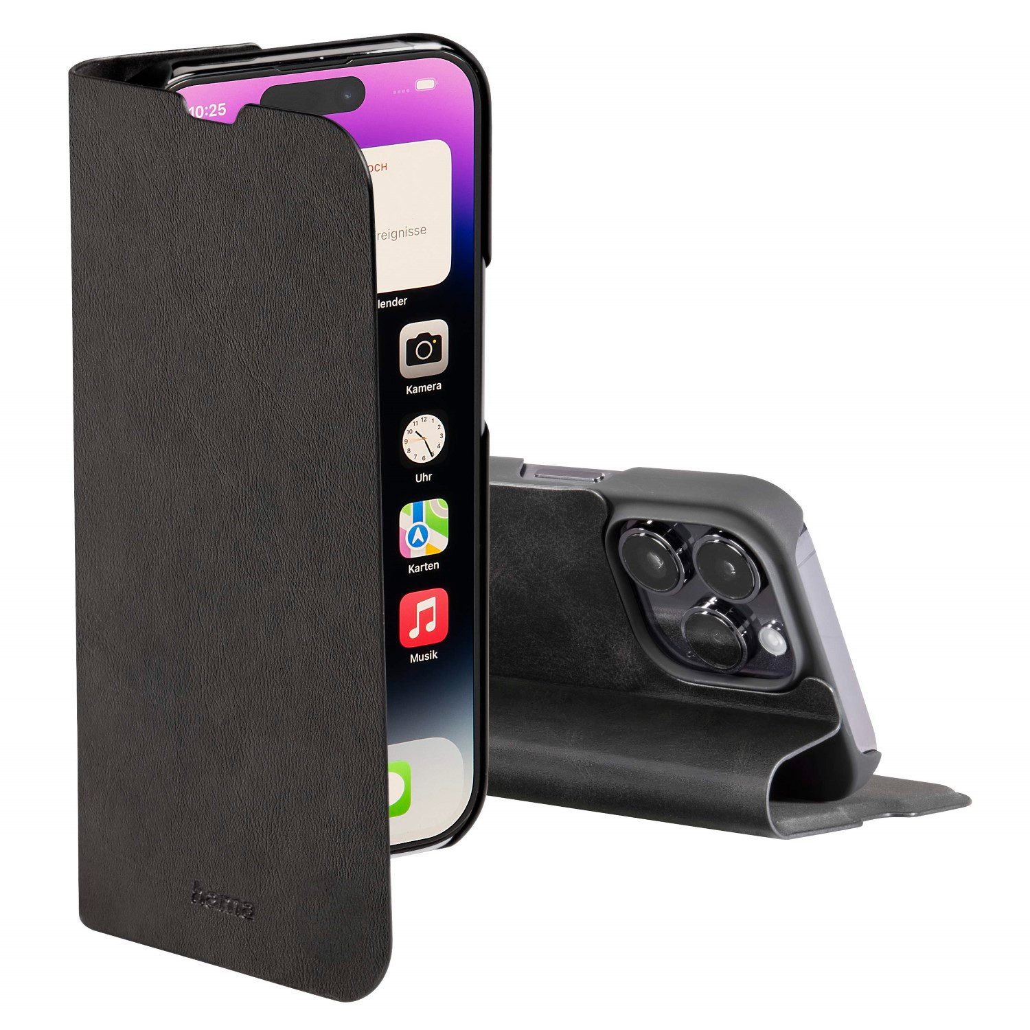 Hama Handyhülle Booklet Guard Schwarz für Apple iPhone 14 Pro, Klapptasche Schutz-Hülle Book Case Cover Etui Tasche Bag Wallet