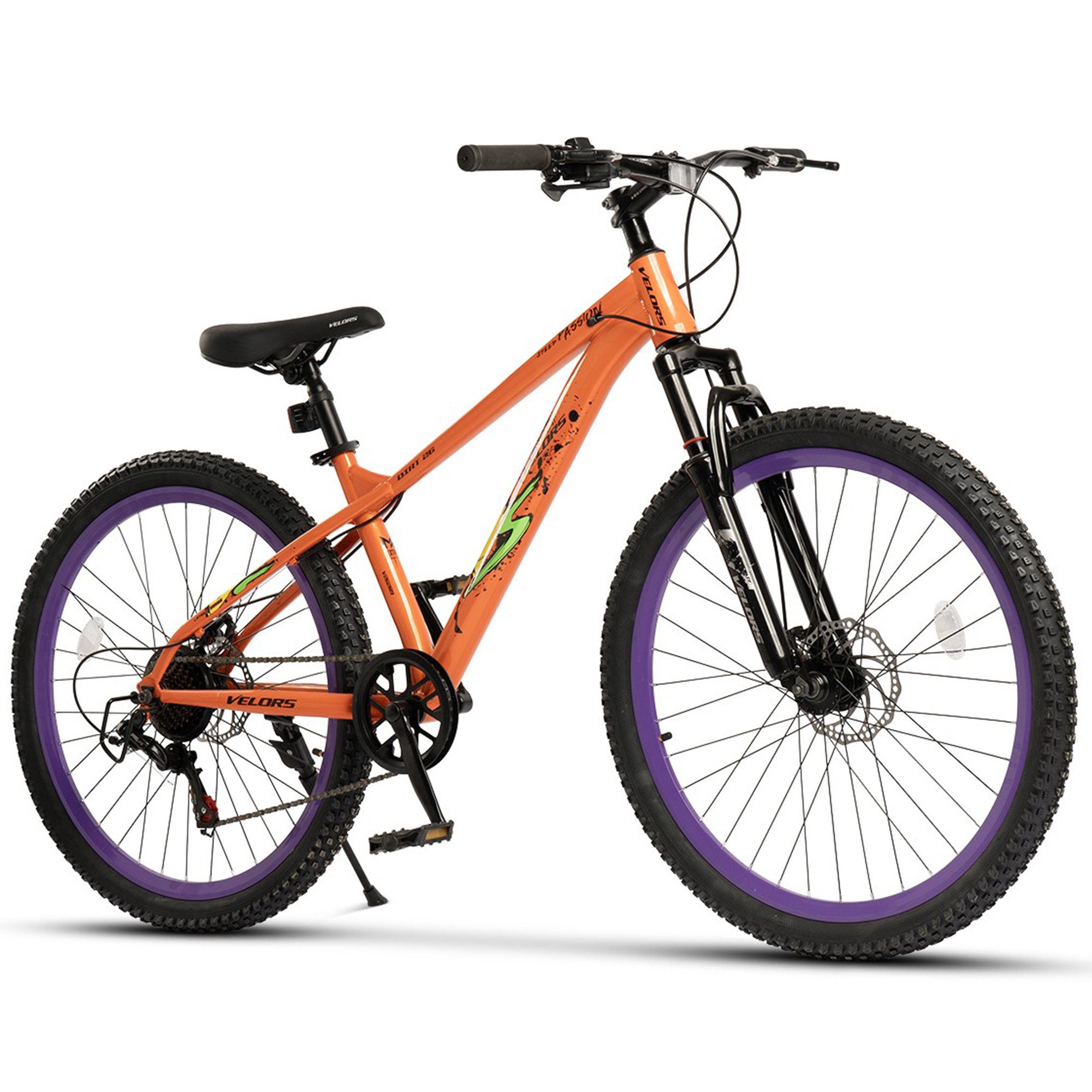 Velors Mountainbike 26 Zoll Fahrrad für Herren Damen, Mädchen und Jungen, 7 Gang Shimano, Kettenschaltung, Dirt Jump Bike Jugendfahrrad MTB Hardtail Fahrrad