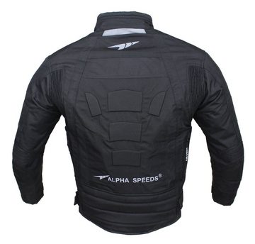 Alpha Speeds Motorradjacke Herren Motorrad Biker Textil Jacke Wasserdicht Jacke mit Protektoren Belüftungssysteme, Innenjacke ist trennbar: All Season, SLIM Schwarz