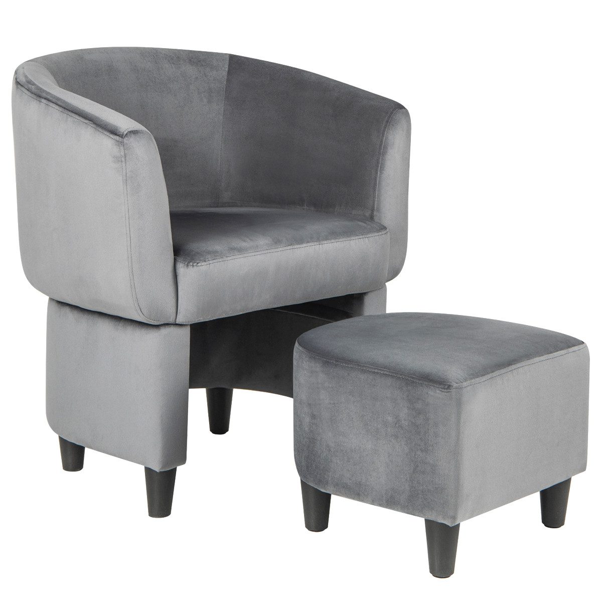 COSTWAY Relaxsessel, Sessel Samt, mit Fußhocker, gepolstert, platzsparend günstig online kaufen