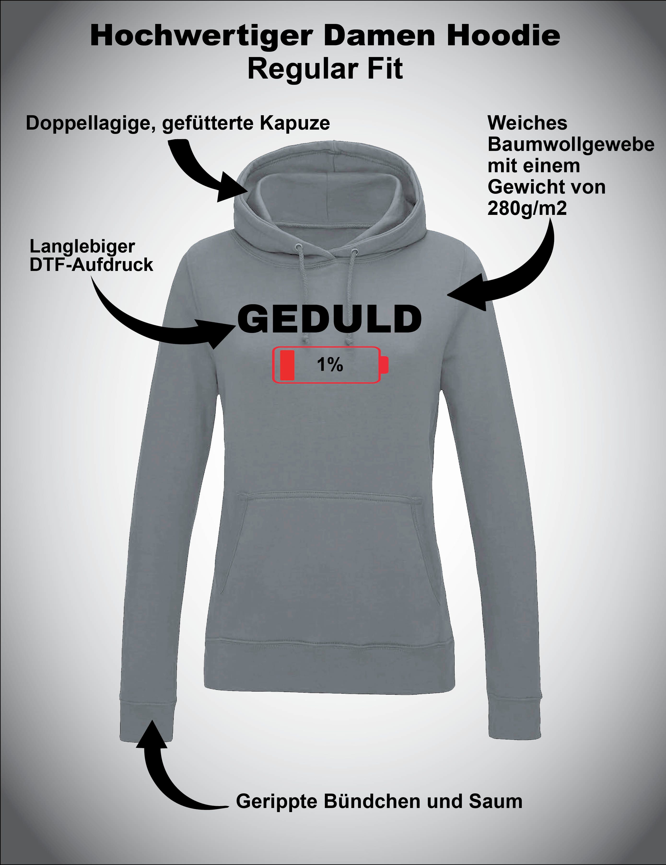 Youth Designz Kapuzenpullover "Geduld bei 1%" Damen Hoodie Pullover stylisch lustig Print Statement mit witzigen Aufdruck für Frau