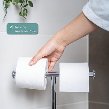 bremermann WC-Garnitur Stand-WC-Garnitur 3in1, WC-Bürste, Rollenhalter, mit Glassockel, weiß