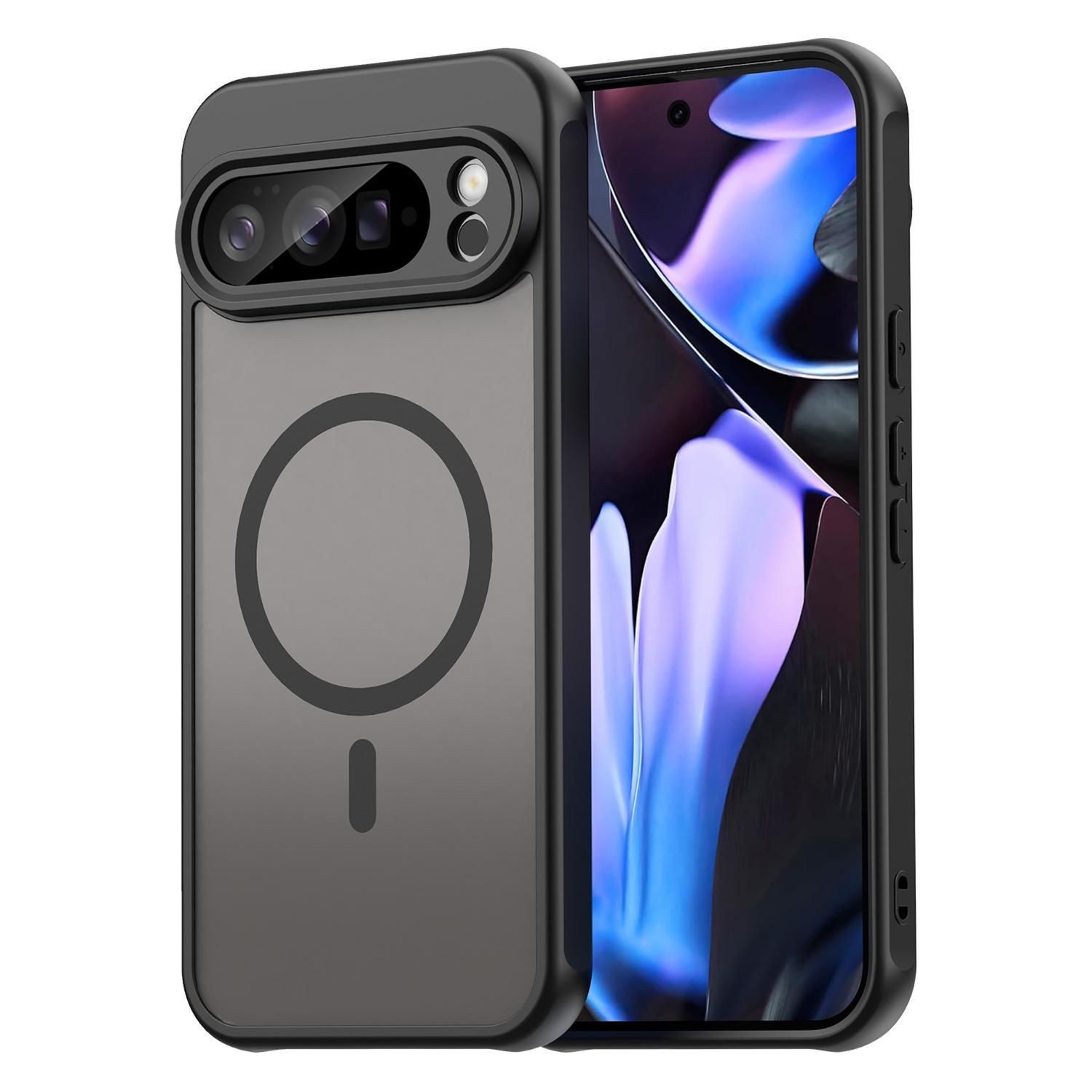 Wigento Handyhülle Für Google Pixel 10 Pro XL TPU PC Hybrid Frosted MagSafe Hülle Schwarz, Hybrid TPU PC MagSafe Hülle mit mattem Frosted Design
