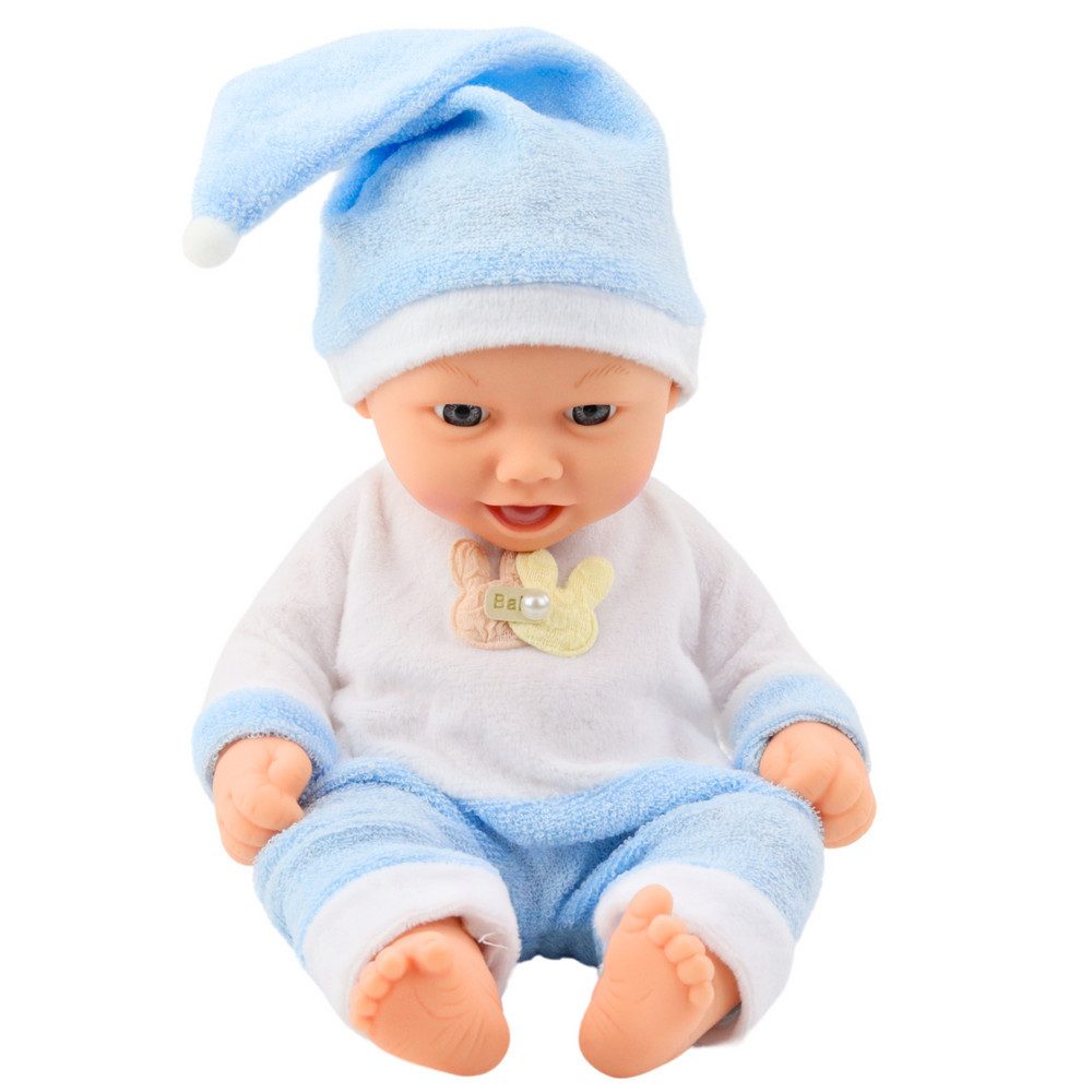 LEAN TOYS Babypuppe Schlafpuppe Spielpuppe Kuschelpuppe (Spar-Set, 1-tlg., 24 x 12 cm weich), Schlafmütze, weicher Pyjama, 24 cm, realistisch