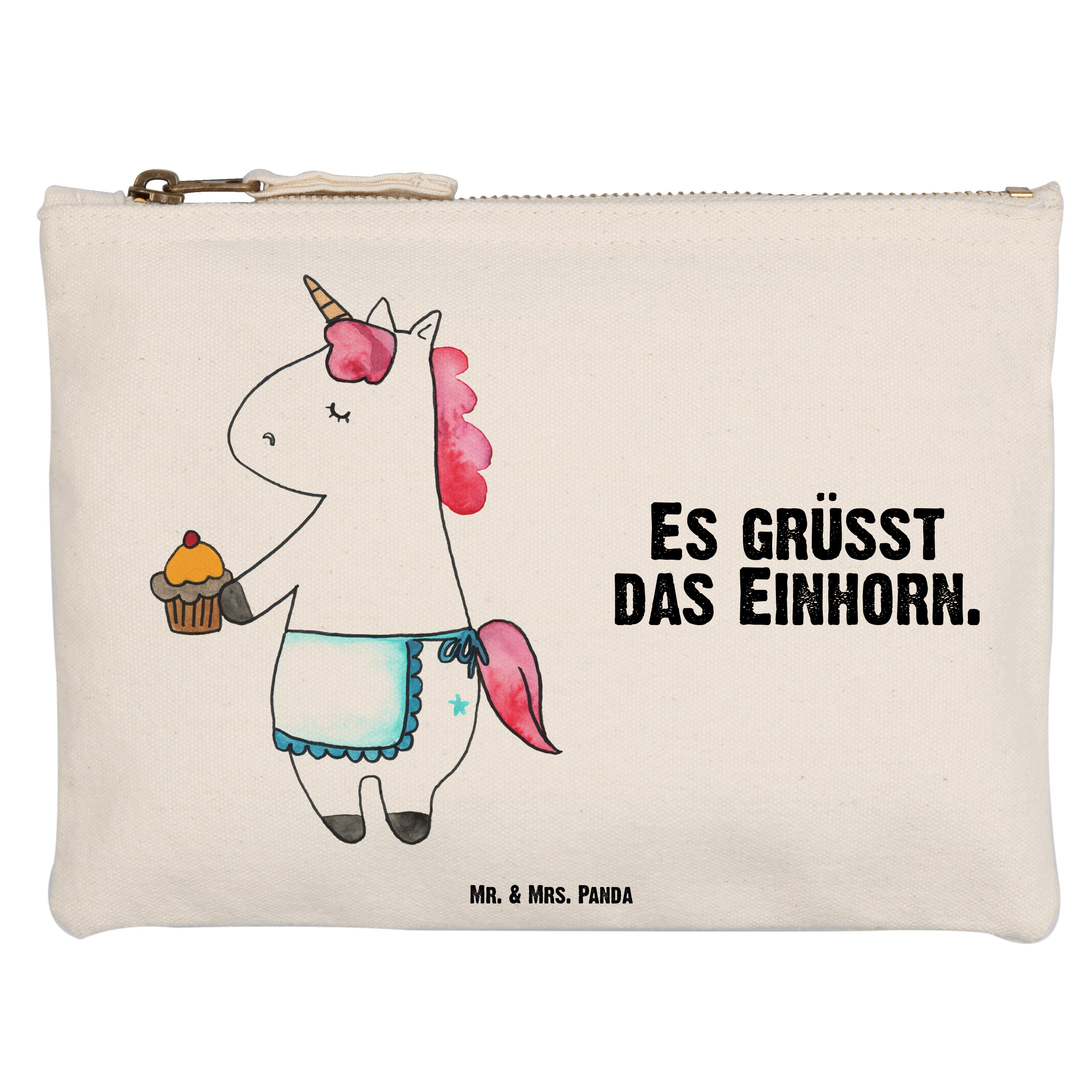 Mr. & Mrs. Panda Kosmetiktasche Größe M Einhorn Muffin - Weiß - Geschenk, Schminktasche, Unicorn, Ein (1-tlg)