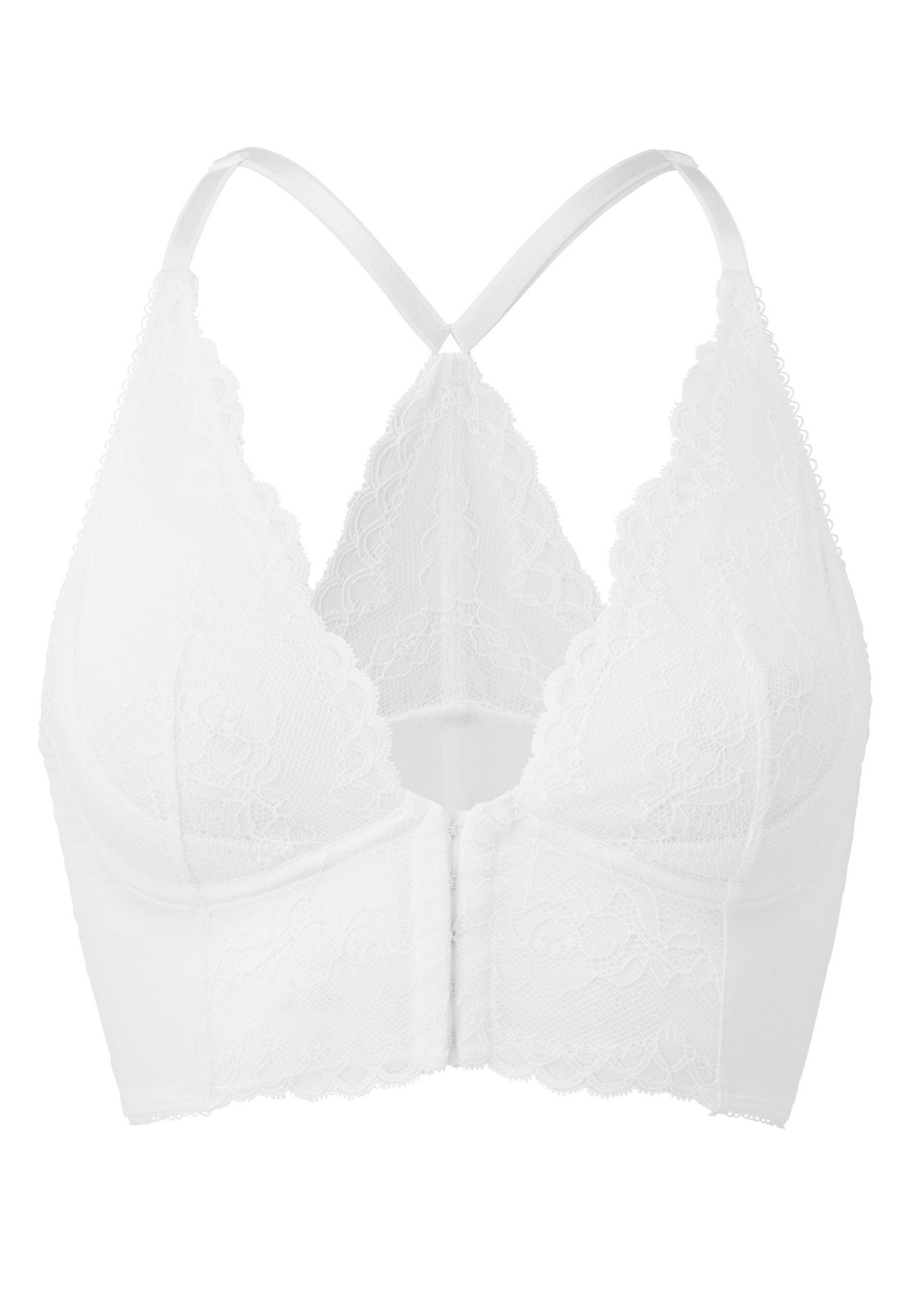 Gossard Longline-BH Lace Longline V-Bügel BH mit Frontverschluss White (Longline BH, 1-tlg., Spitze/Netz) verführerisch sexy