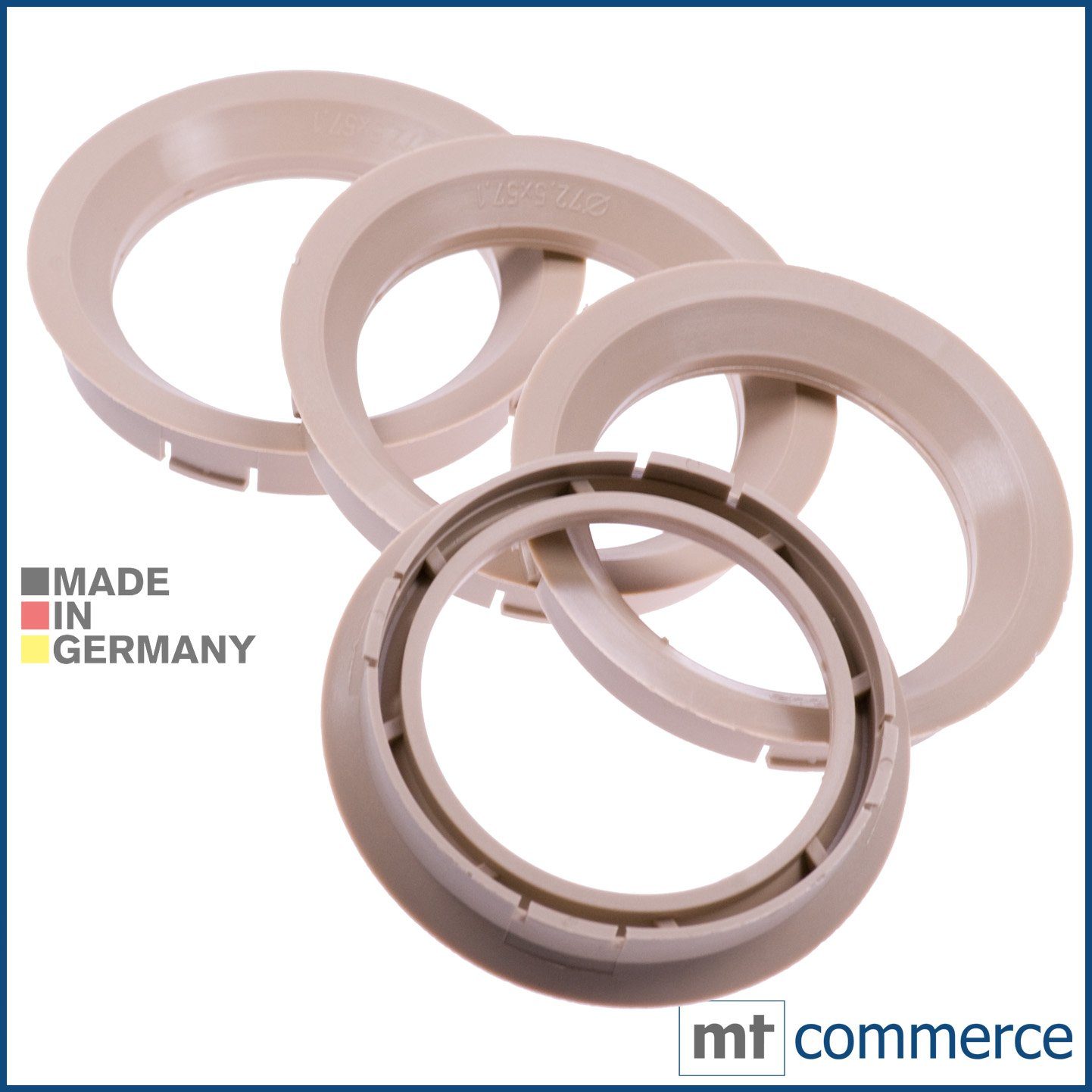 BRANDT AUTOMOTIVE Шиныstift 4X Zentrierringe beige Felgen Ringe Made in Germany, Maße: 72,5 x 57,1 mm