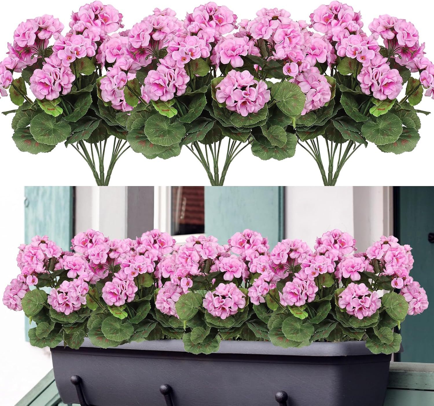 Kunstblumenstrauß Künstliche Geranienblumen UV-beständig, lebensechte Simulation, Diwzbyn