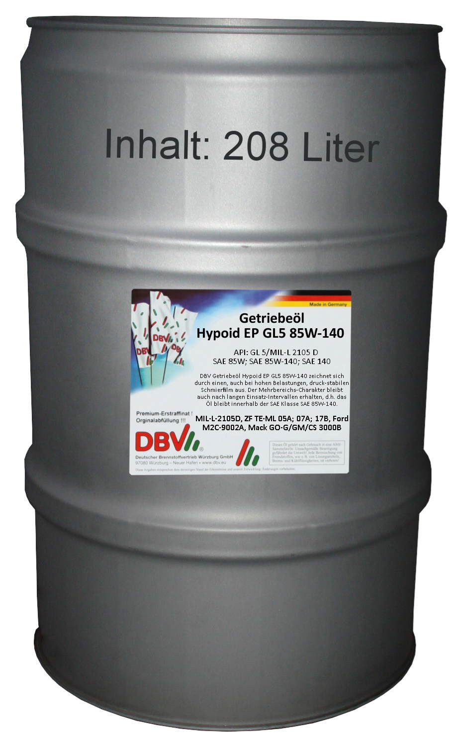 DBV Motoröl DBV 85W-140 Hypoid EP 208-Liter-Fass
