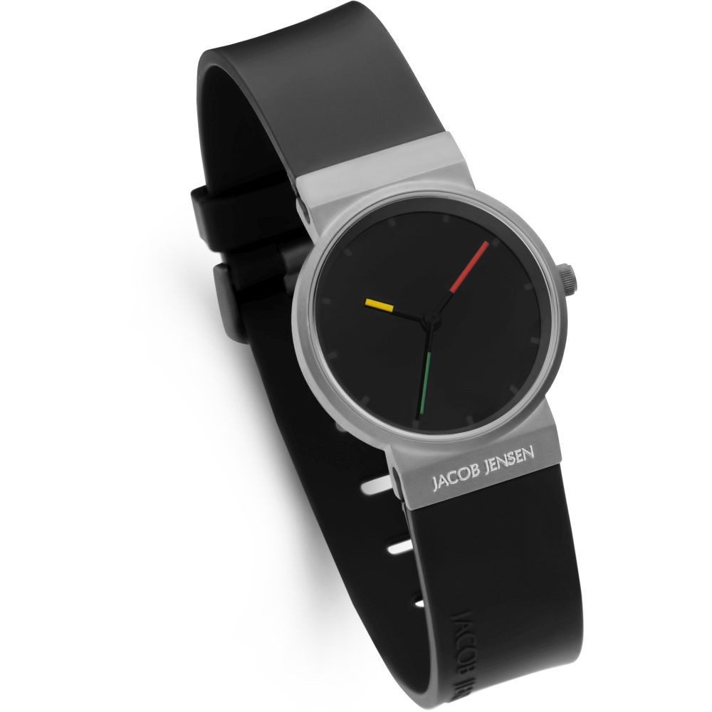 Jacob Jensen Titanuhr JACOB JENSEN Damen Armbanduhr TITANIUM 657 schwarz D. 29mm Silikonband
