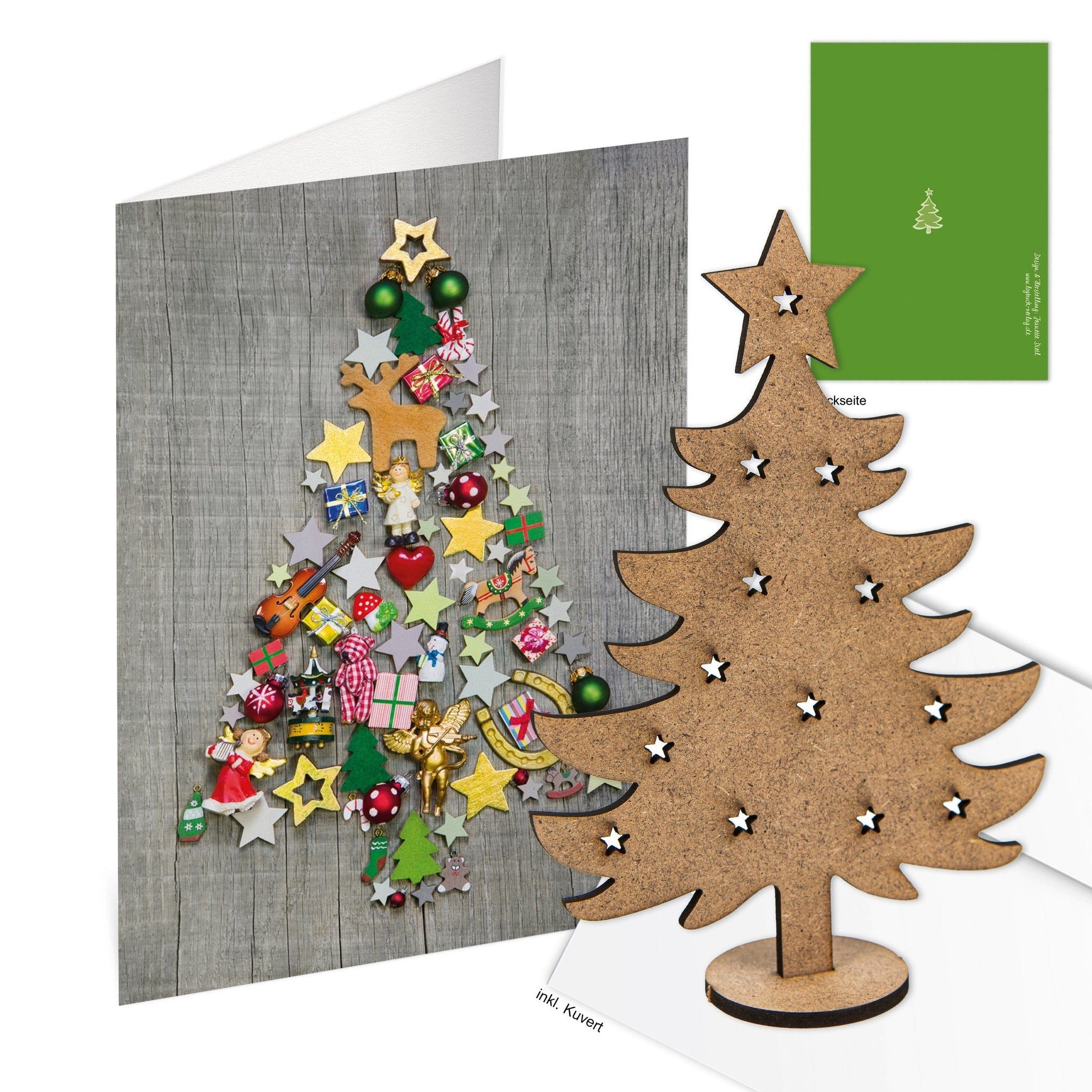 Logbuch-Verlag Klappkarte 3 Weihnachtskarten DIN A6 Klappkarten mit Umschlag – Weihnachtsbaum