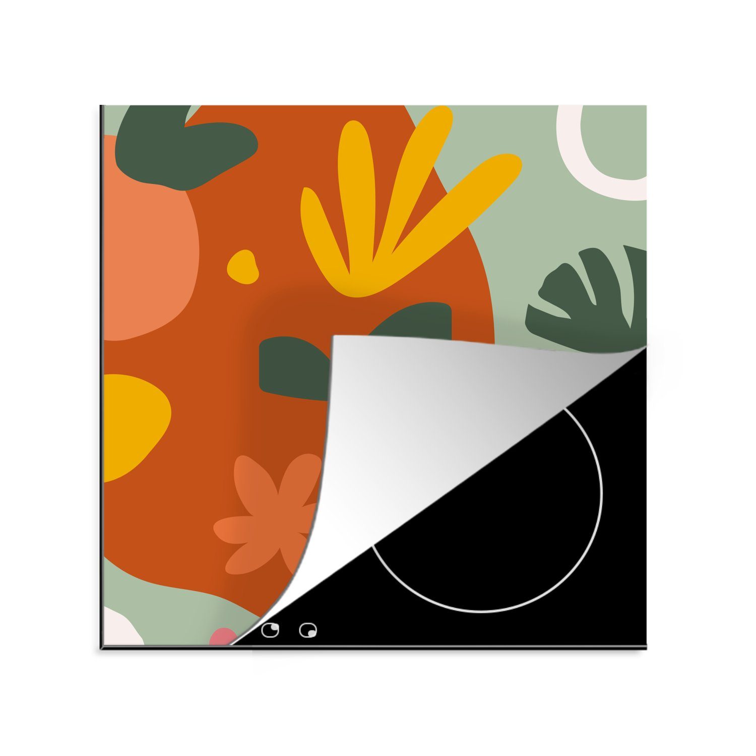 MuchoWow Herdblende-/Abdeckplatte Pflanzen - Farben - Muster, Vinyl, (1 tlg), 78x78 cm, Ceranfeldabdeckung, Arbeitsplatte für küche