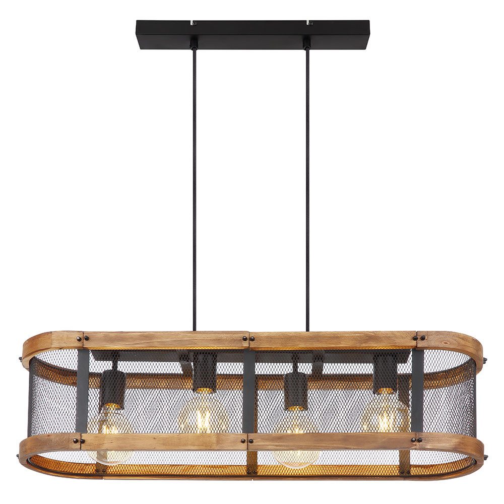 etc-shop Hängeleuchte, Leuchtmittel nicht inklusive, Hängelampe Esstisch Pendelleuchte Holzlampe Esstischleuchte 4-flammig