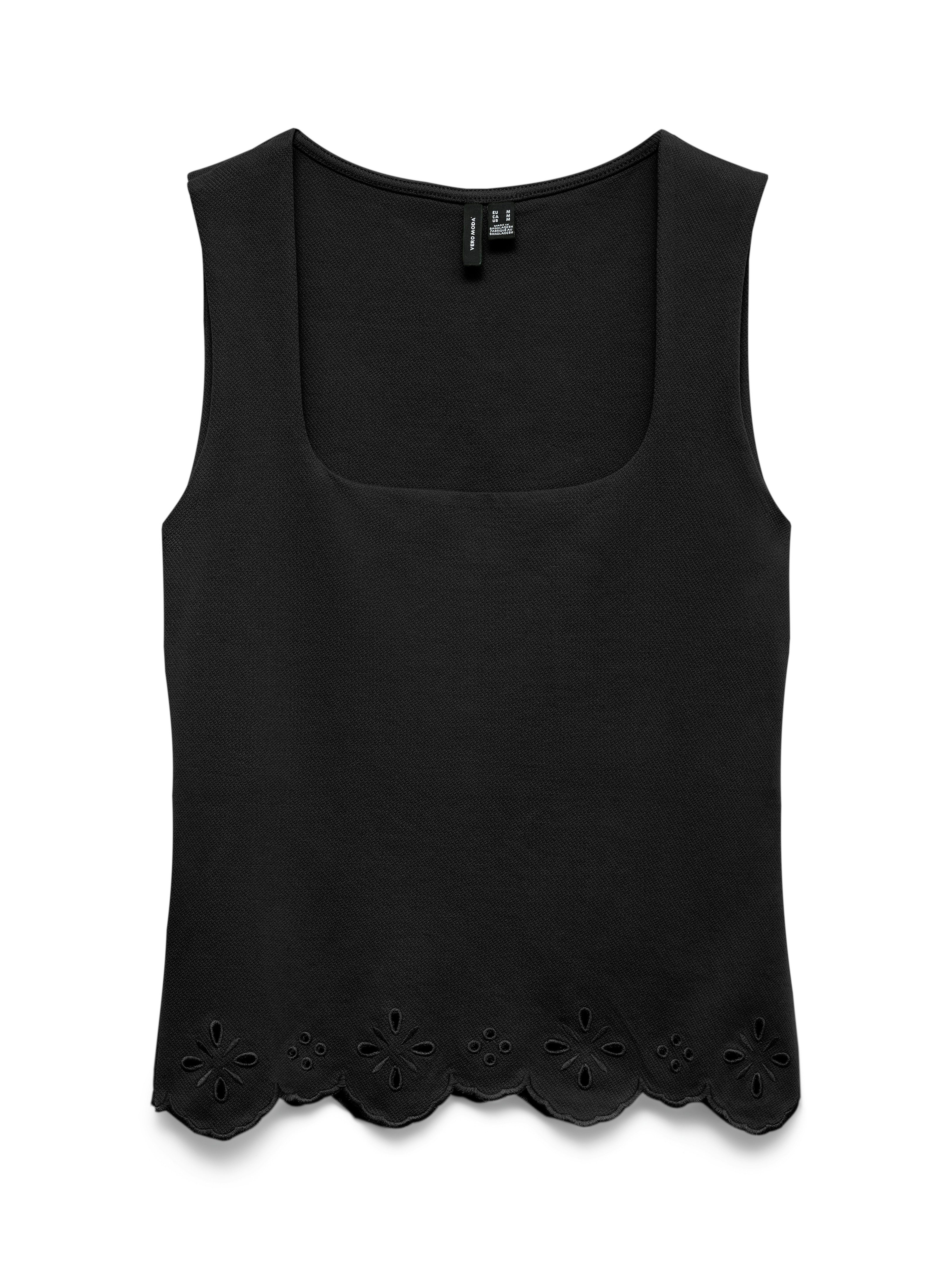 Vero Moda Spitzentop VMLOUISE SL SQUARE NECK TOP JRS Baumwolle, regular fit