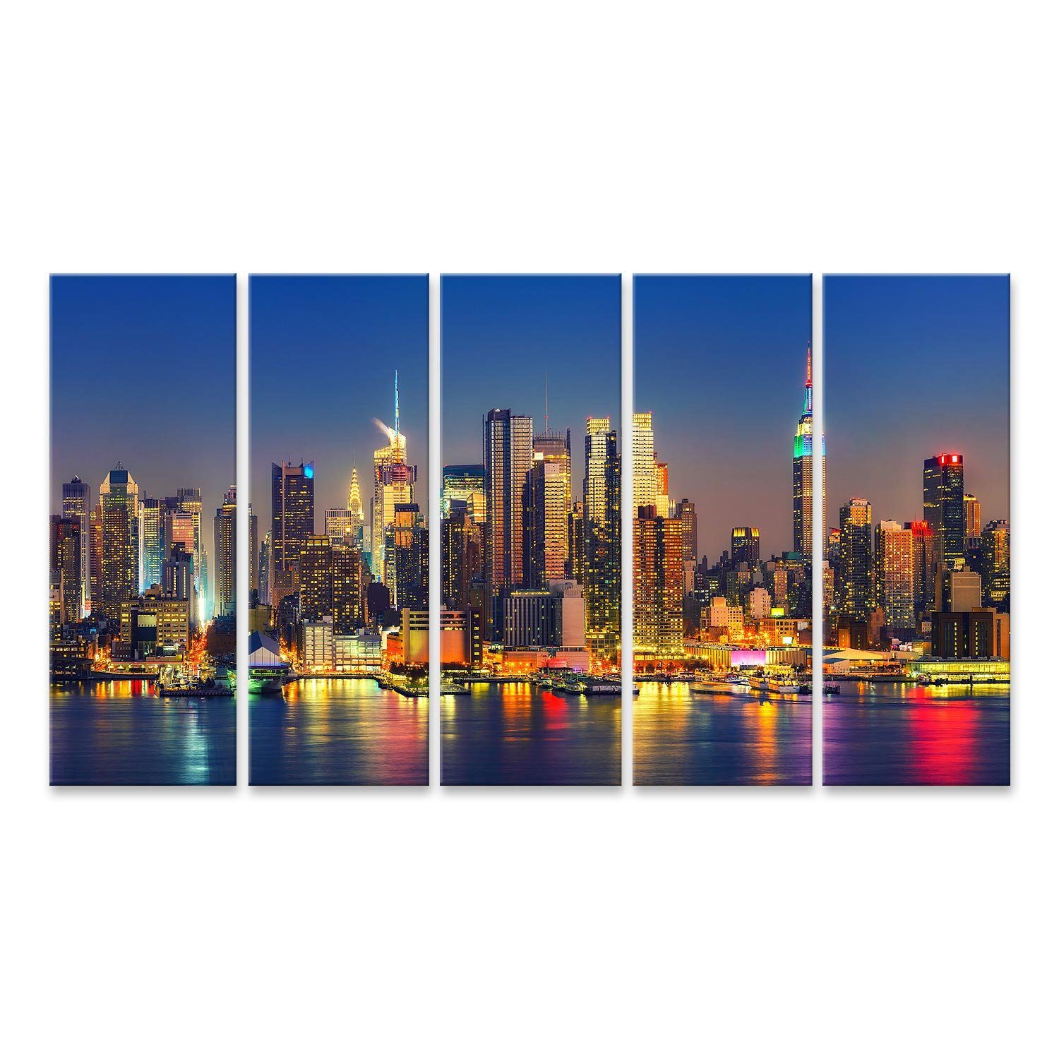 Leinwandbild Bild auf Leinwand Blick Auf Manhattan In Der Nacht New York Usa Wandb