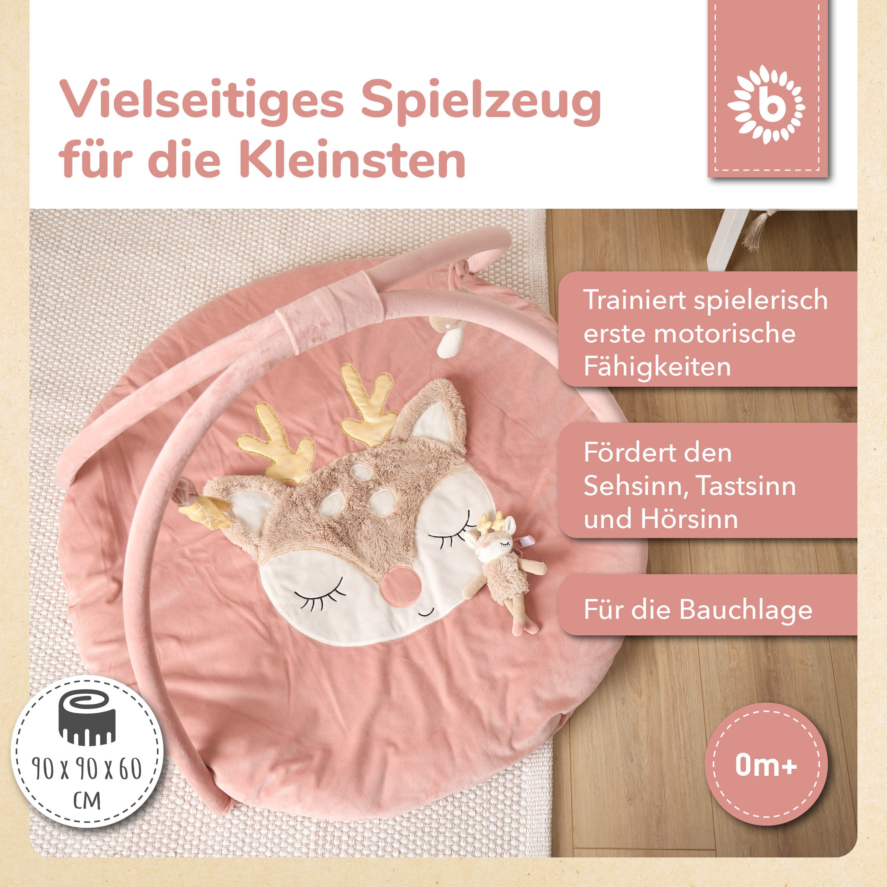 BIECO Baby Gym Bieco Spieldecke mit Activitybogen Reh Ella