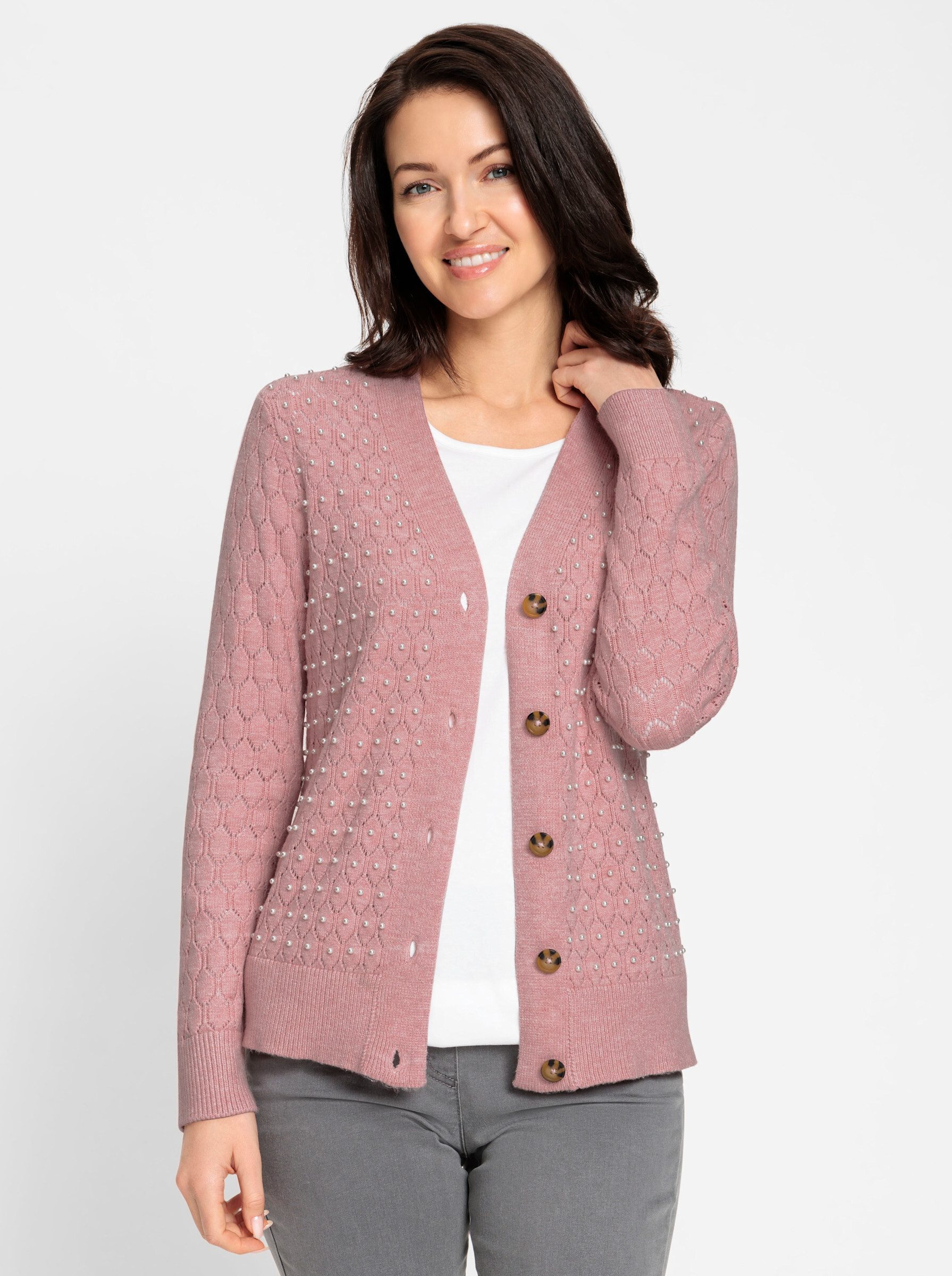 Strickjacke Ajour-Strickjacke Langarm Ajour
