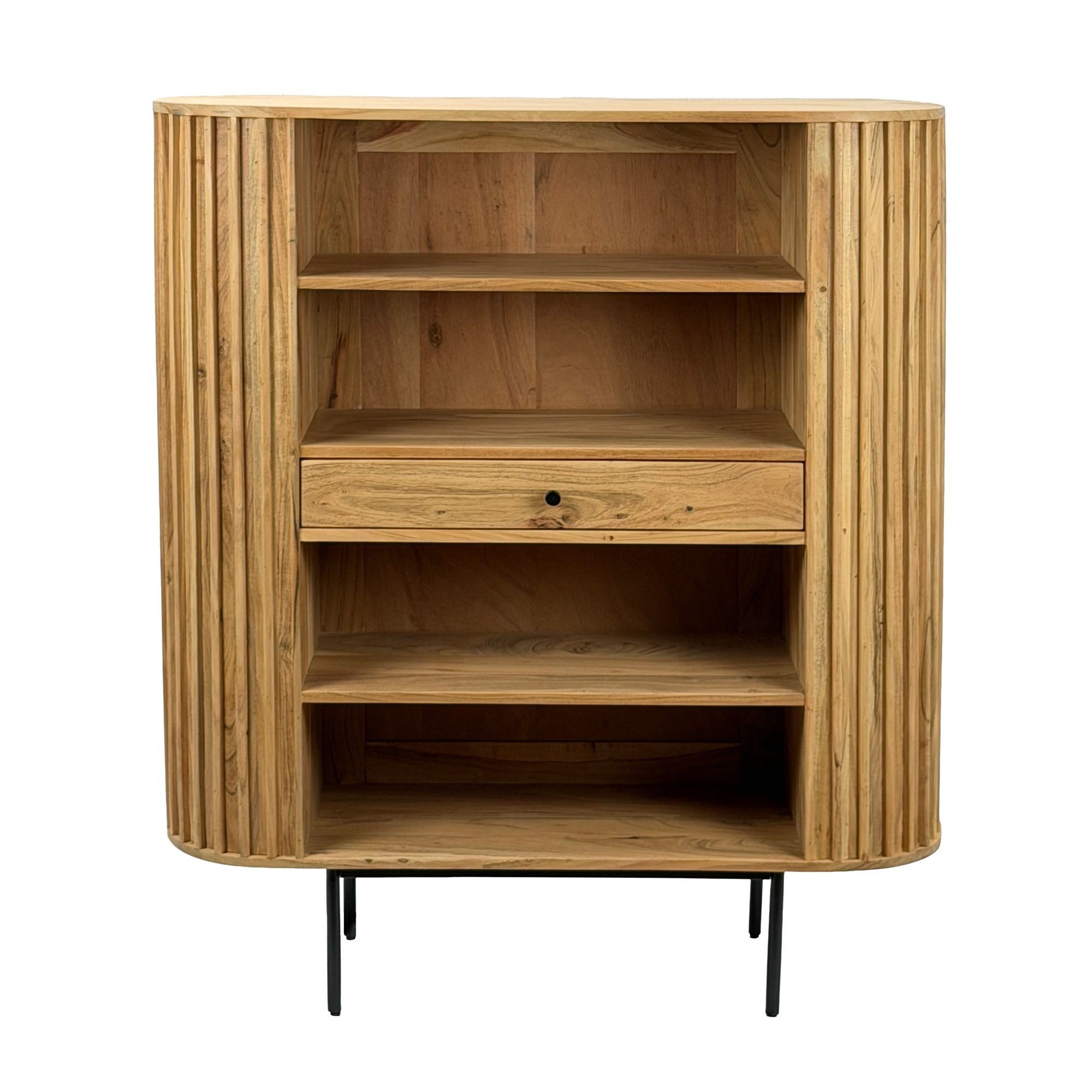 Wohnling Bücherregal WL7.014 Standregal Massivholz 105cm Wohnregal Standregal Stauraumregal, Funktionale Aufbewahrung im zeitlosen Look, Natürliches Möbelstück mit klarer Linienführung