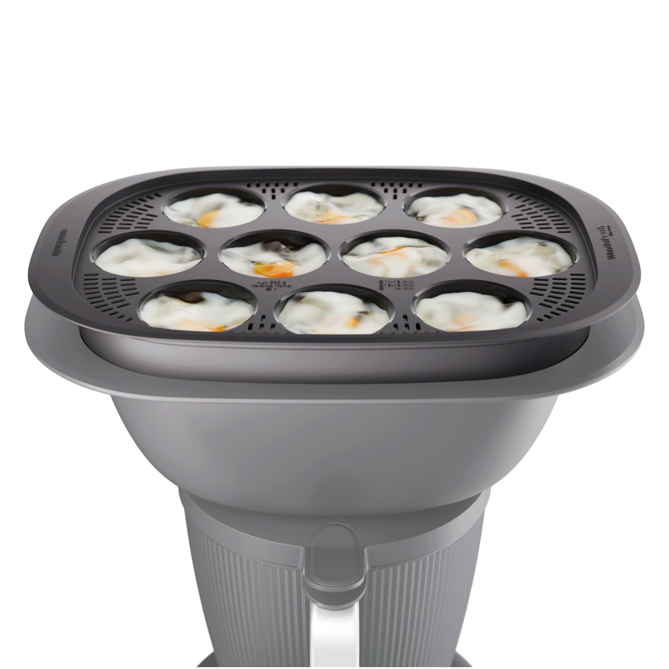 Wundermix Dampfgaraufsatz WunderPoach® for ten, Eierpochiereinsatz für TM7, Zubehör für TM7, Pochierte Eier aus dem Varoma