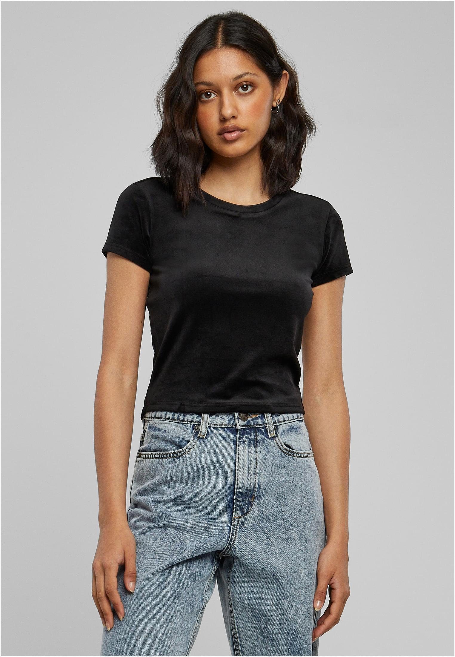 Rundhalsshirt Ladies Short Velvet Tee Damen T-Shirt
