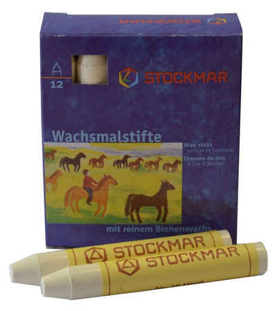Stockmar Wachsmalstifte - weiß - 12 Stifte Wischbezug