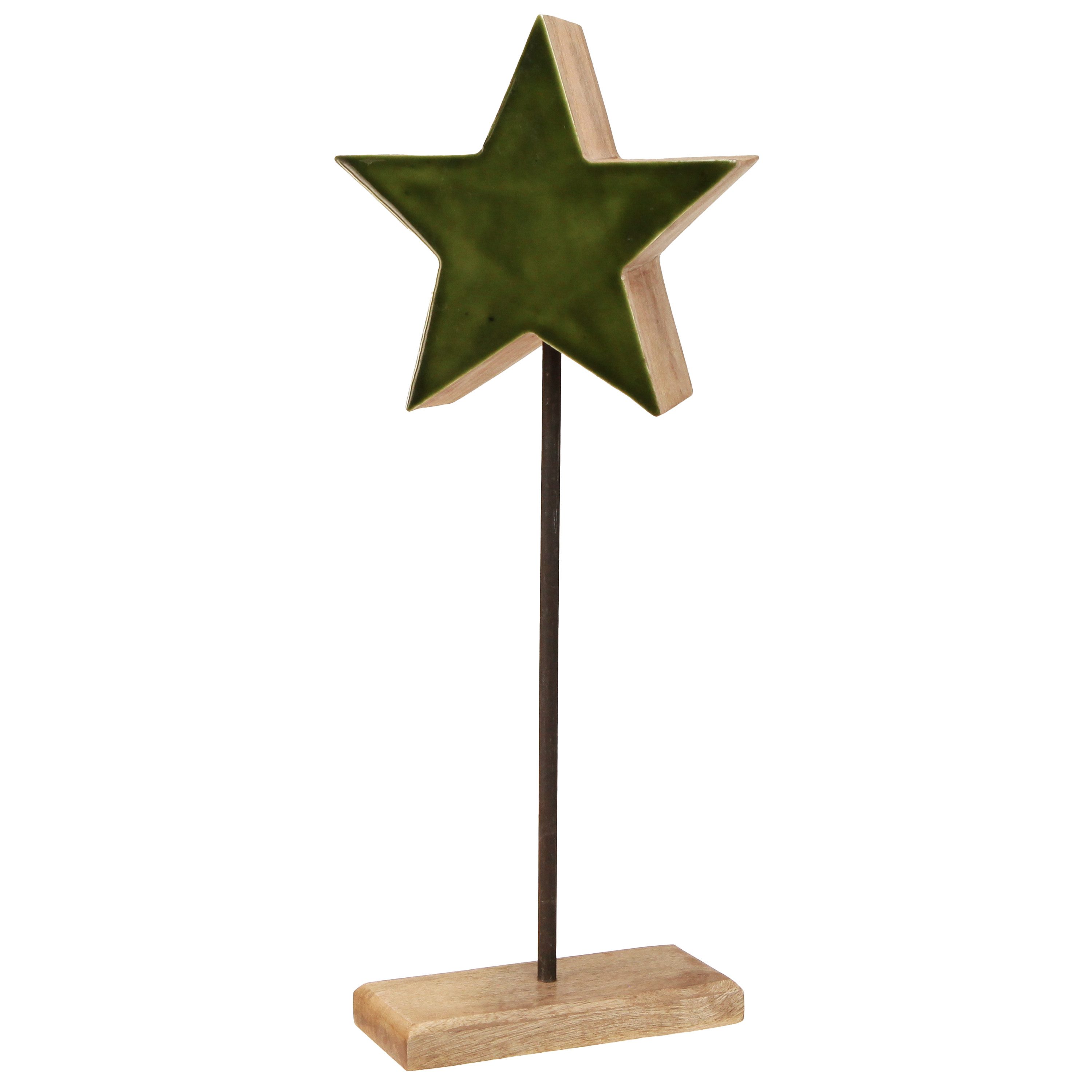 Weihnachtsmann Holzdeko Stern auf Standfuß Weihnachten Grün Braun 20x9,5x50cm –