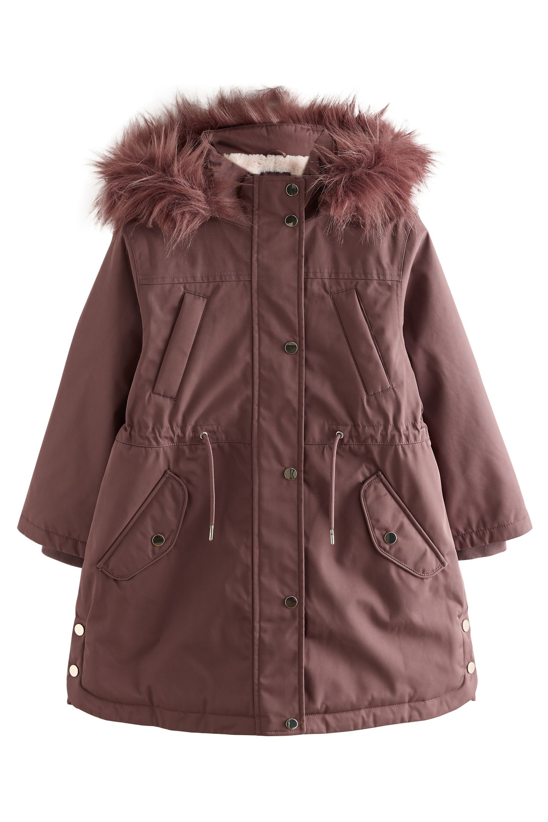 Funktionsmantel Wasserfester, gesteppter Parka mit Kunstfell