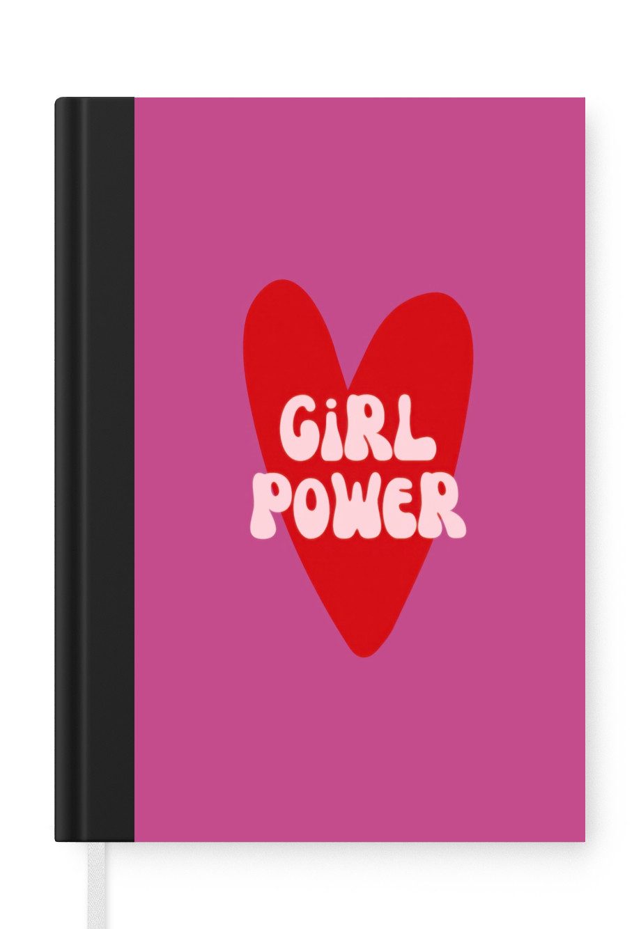 MuchoWow Notizbuch Girl power - Herz - Rosa - Rot, Notebook, Notizblock a5, Tagebuch, Journal Liniert