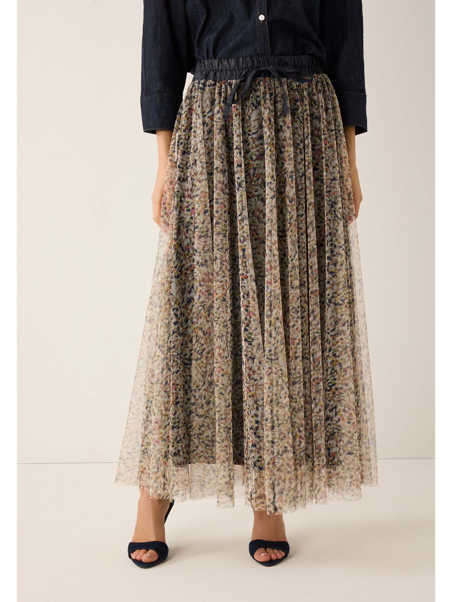 MORE&MORE A-Linien-Rock femininer Maxi-Schlupfrock, Floralprint