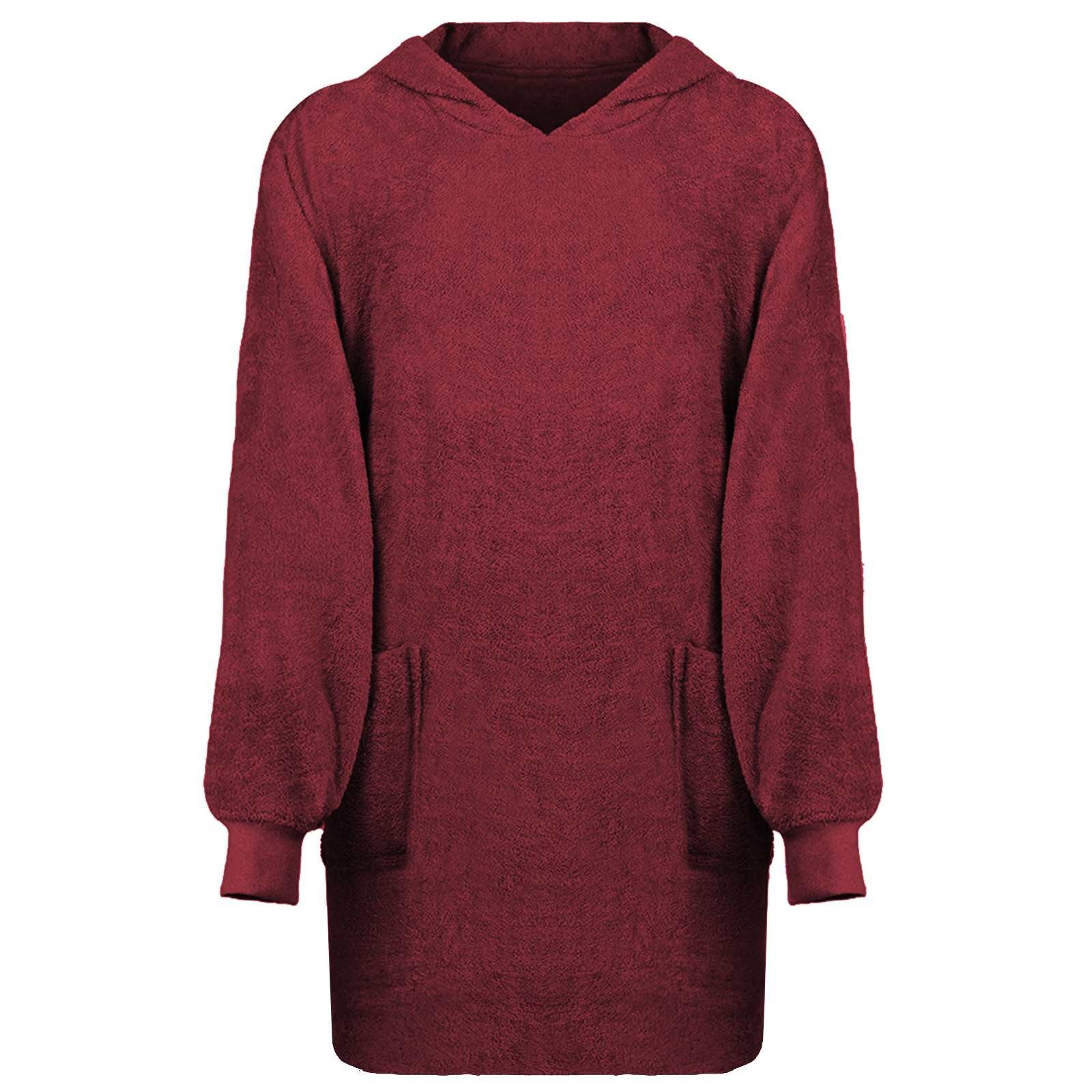 vidaXL Bademantel Decken-Hoodie KINN Rot L Baumwolle, Baumwolle