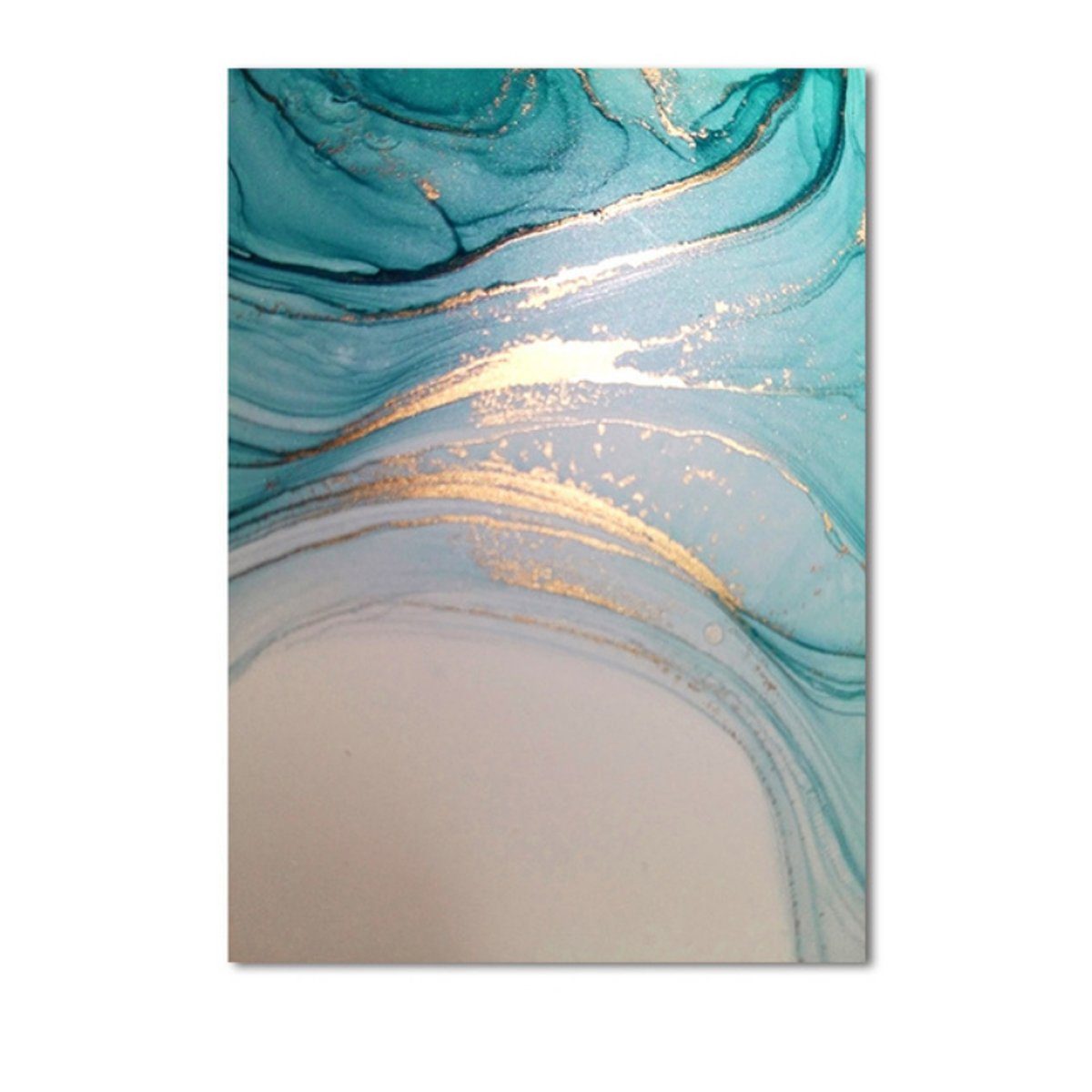 TPFLiving Kunstdruck »OHNE RAHMEN«, Motiv C, Luxus Poster Leinwand -  Wandbild / Abstrakte Strukturen - Türkis, Gold,