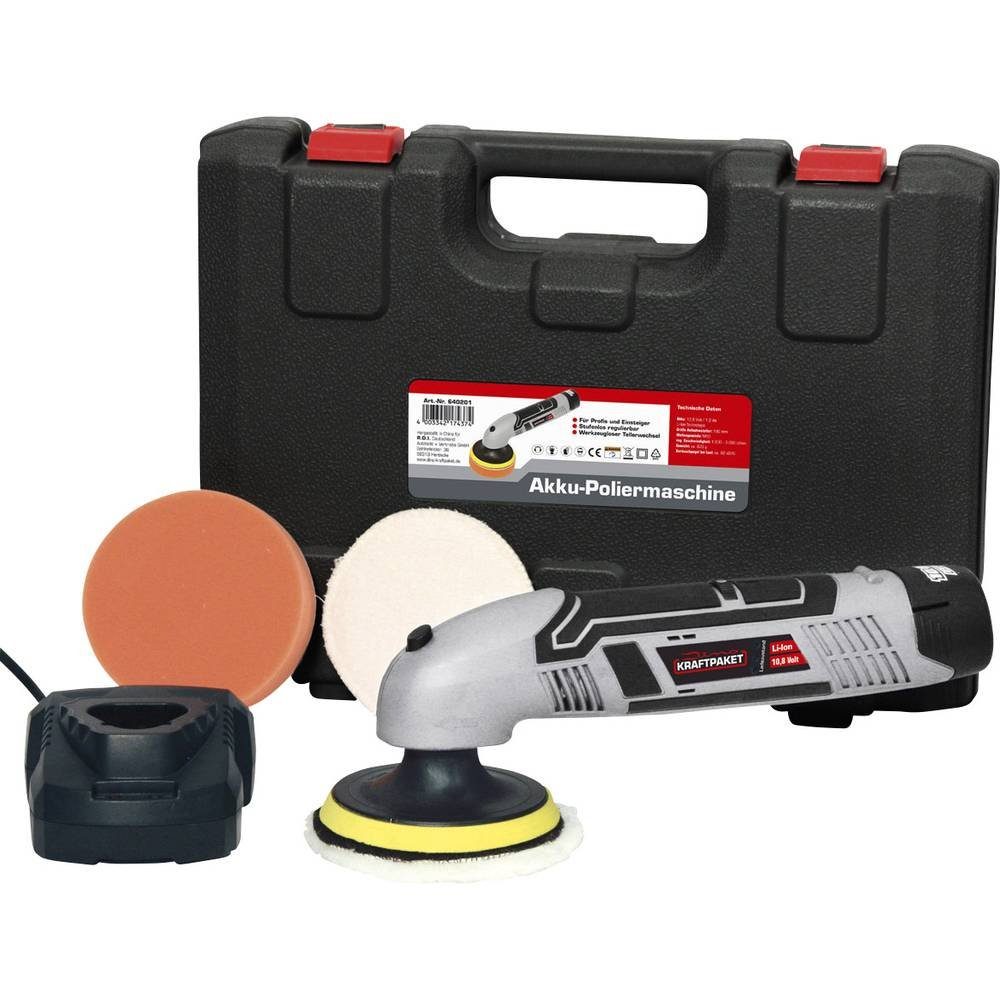 Dino KRAFTPAKET Polishing Machine, Cordless Polishing Machine, Power Package 640241, Stepless Speed ​​Control, Rechargeable via 230 V