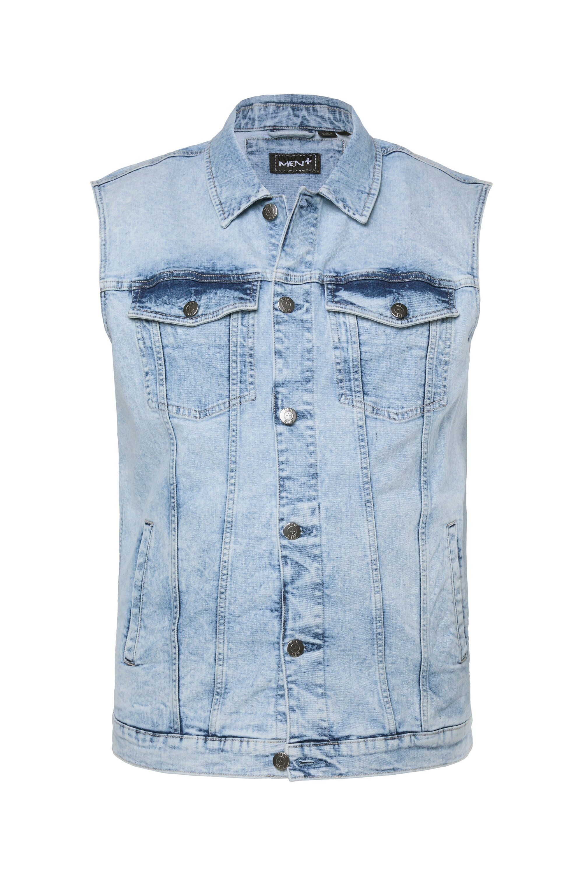 Men Plus Steppweste Men+ Jeansweste Knopfleiste günstig online kaufen