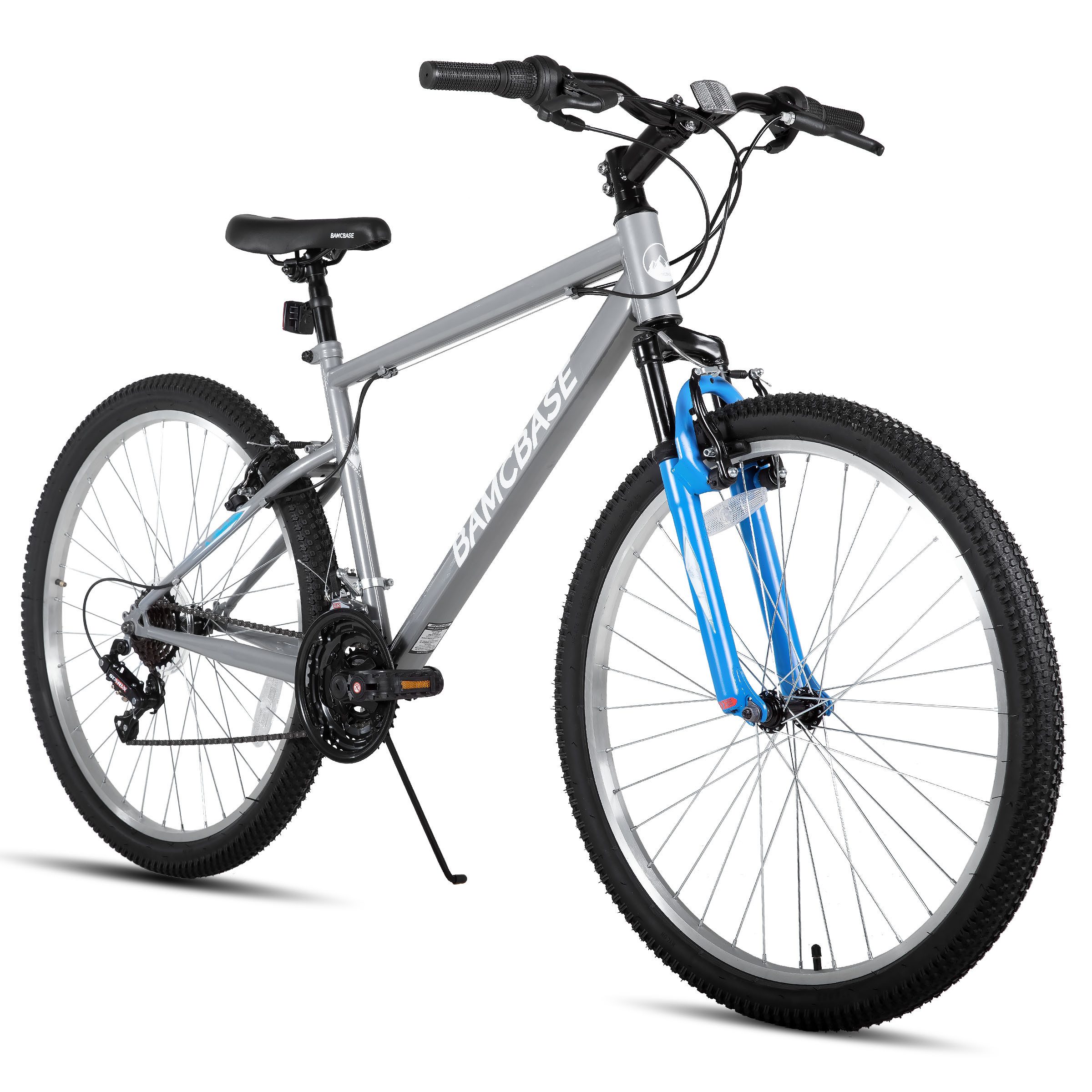 HILAND Mountainbike 26/27 Zoll Herren Damen Studenten fahrräder, Gelände Pendlerfahrräder, Mit 18 Gang, Doppel-V-Bremsen, stoßdämpfender Federgabel, Schutzblech